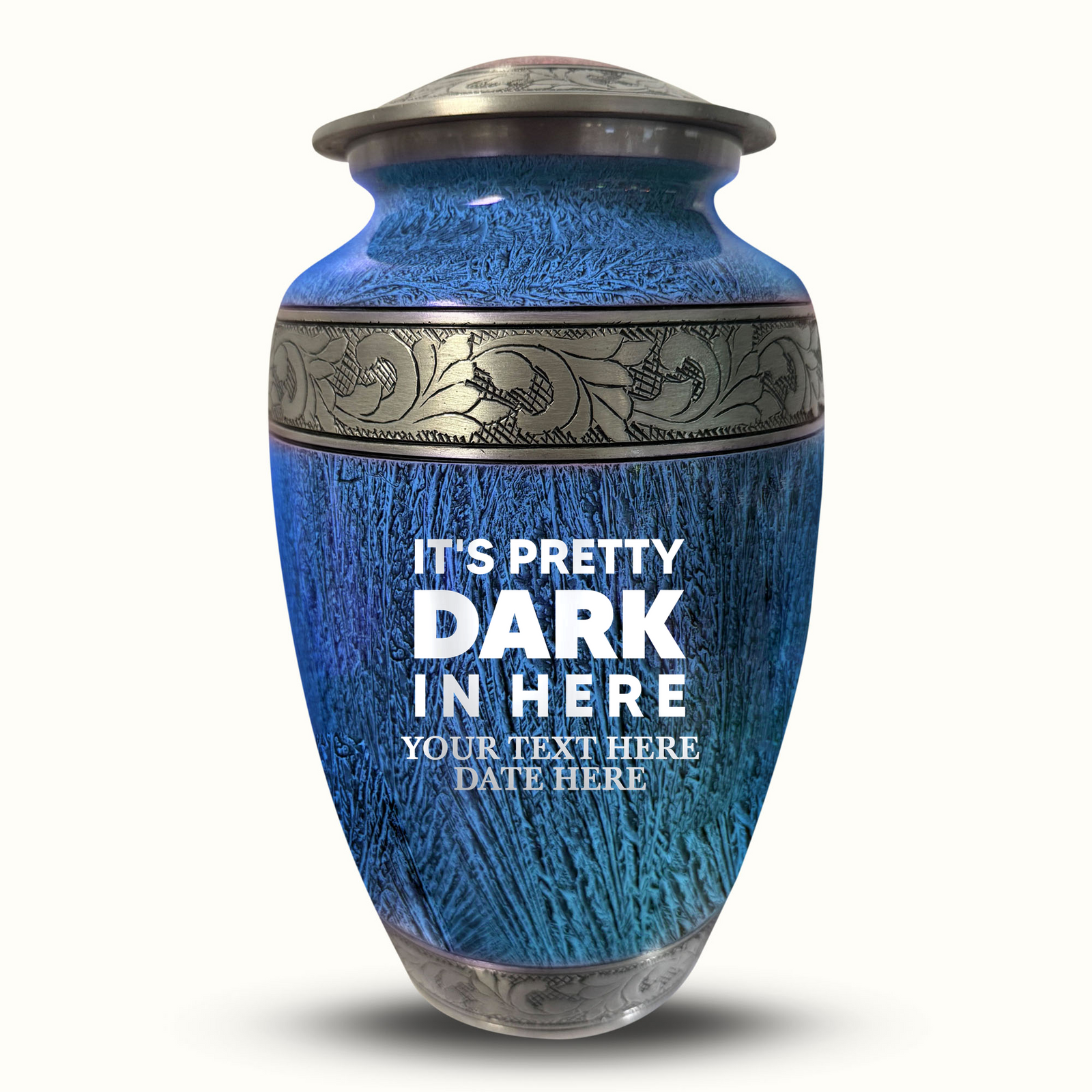 Custom Aluminum Human Urn - Elevate Collection - Just Funny Design - Distressed Finish - 200 Cubic Inch