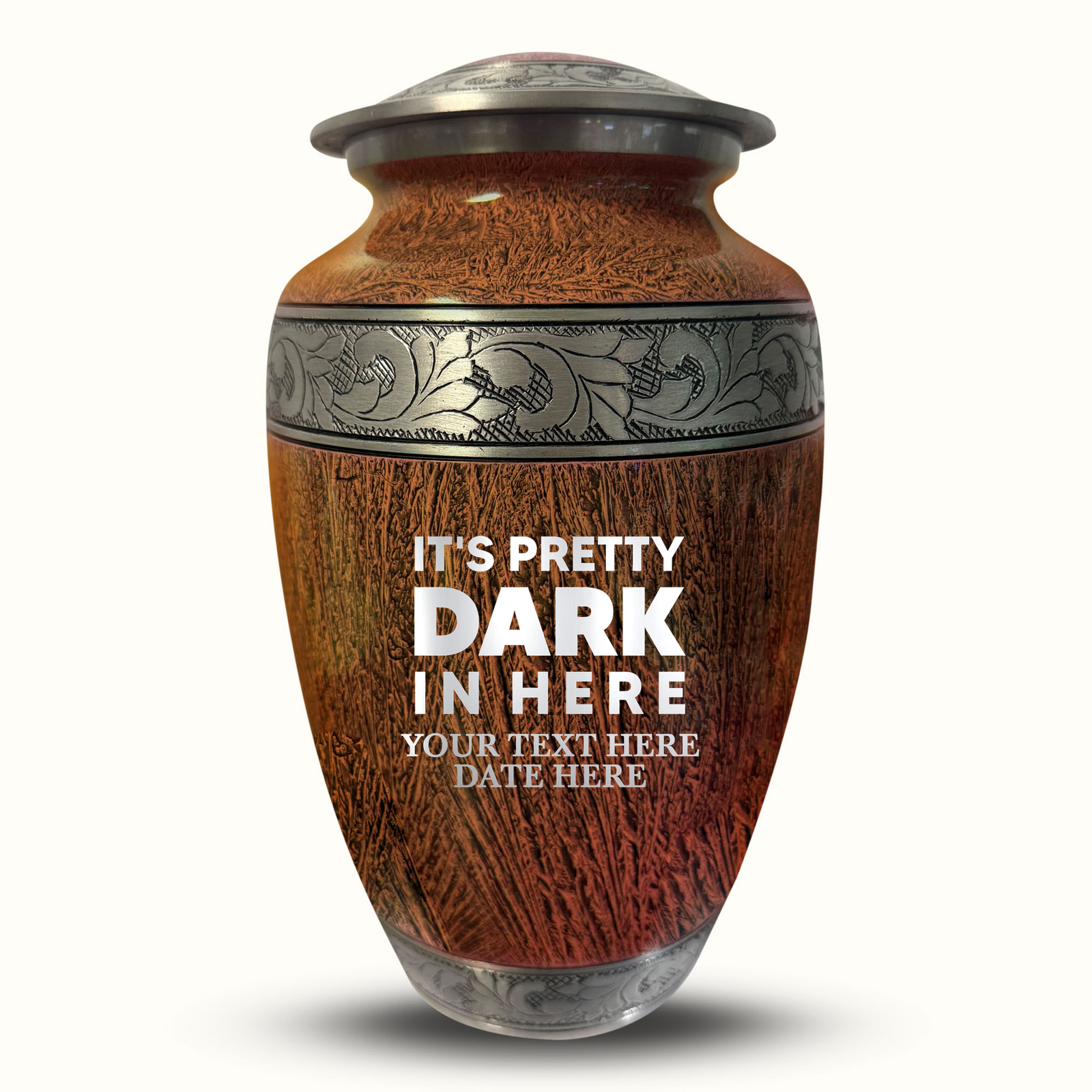 Custom Aluminum Human Urn - Elevate Collection - Just Funny Design - Distressed Finish - 200 Cubic Inch
