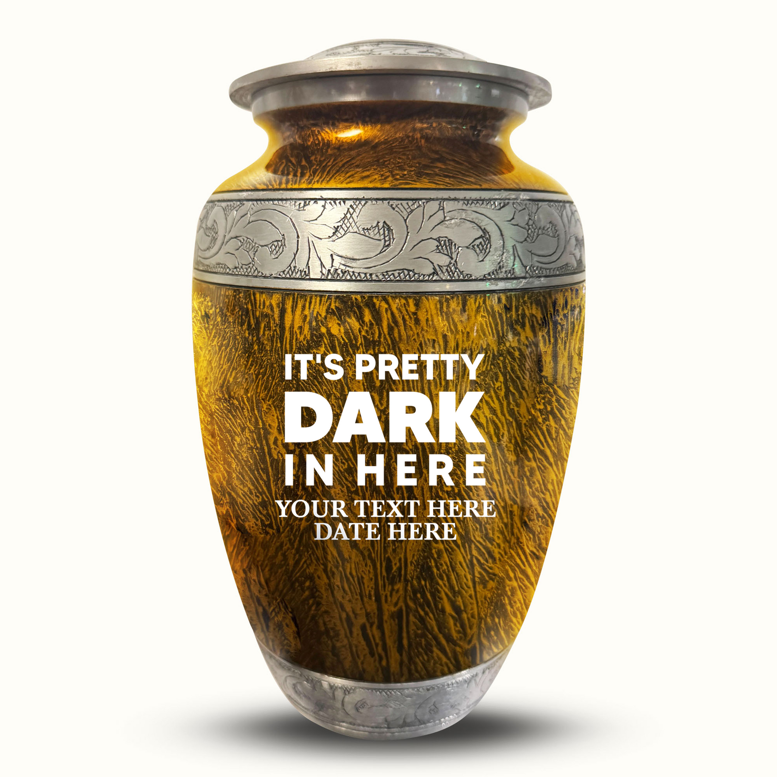 Custom Aluminum Human Urn - Elevate Collection - Just Funny Design - Distressed Finish - 200 Cubic Inch