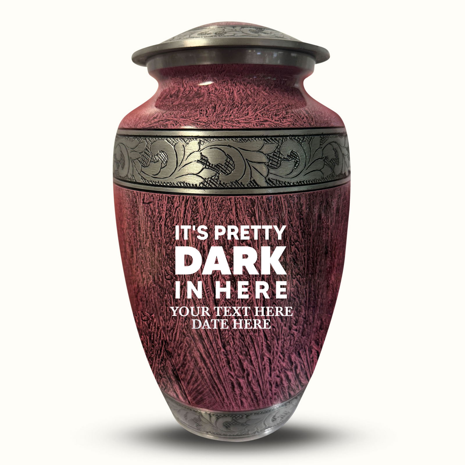 Custom Aluminum Human Urn - Elevate Collection - Just Funny Design - Distressed Finish - 200 Cubic Inch