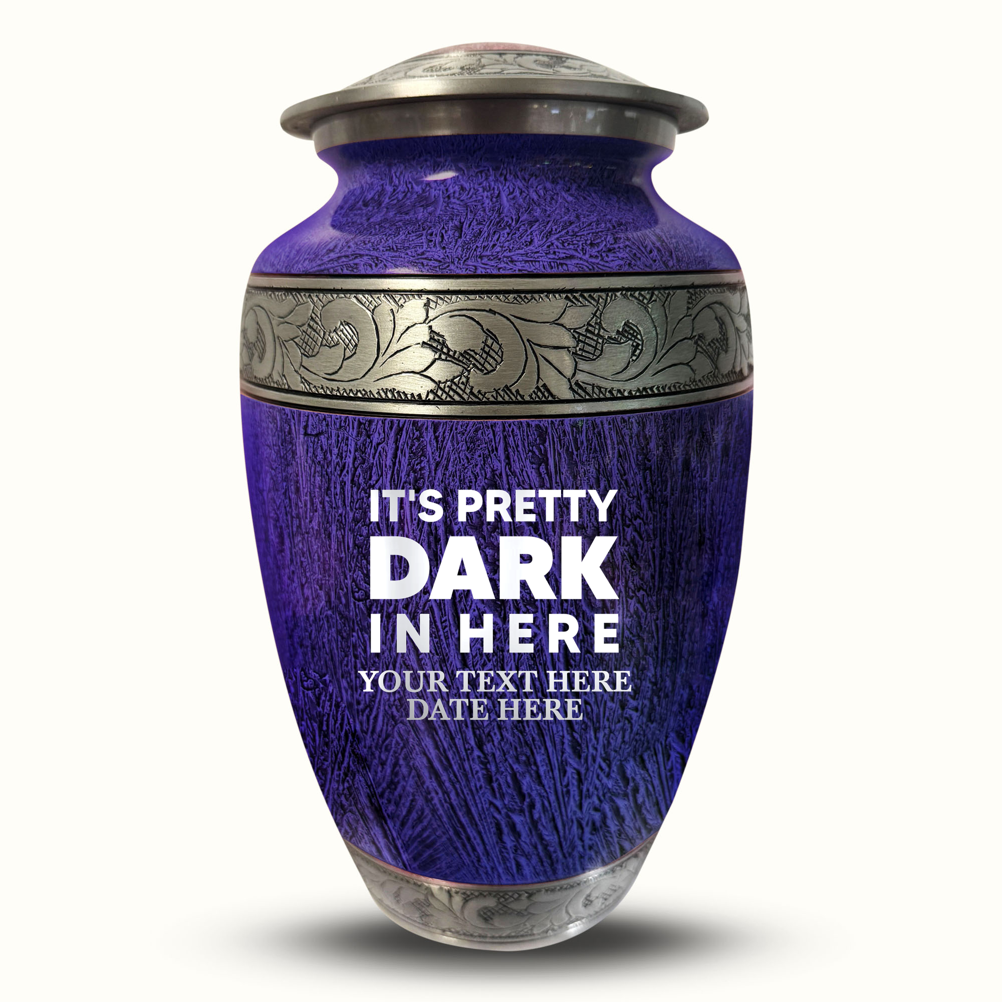 Custom Large Cremation Urn for Human Ashes - Elevate Collection - Just Funny Design - Distressed Finish - 200 Cubic Inch