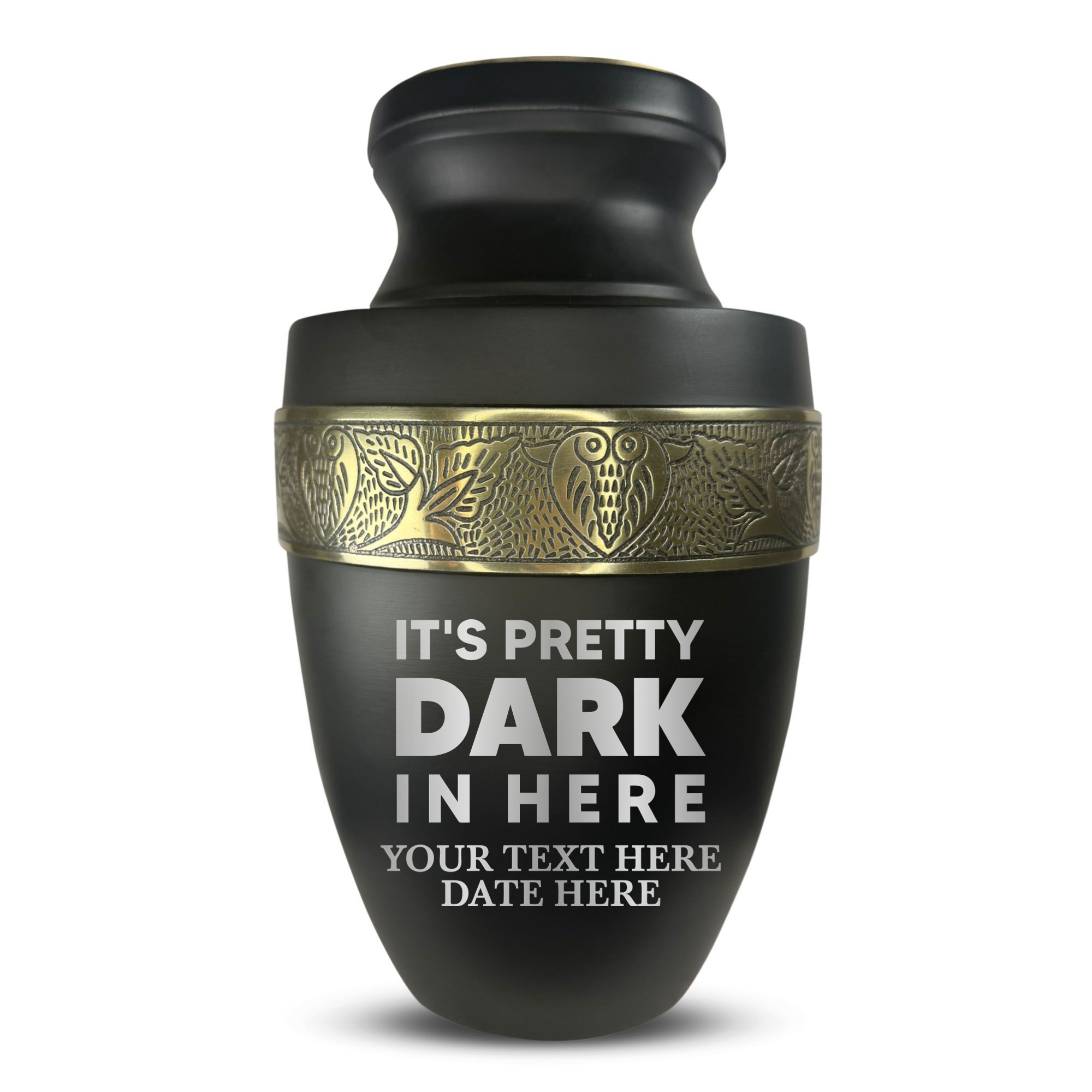 Elite Human Cremation Urn - 200 Cubic Inch - Aluminum with Gold Inlay | Just Funny Memorial