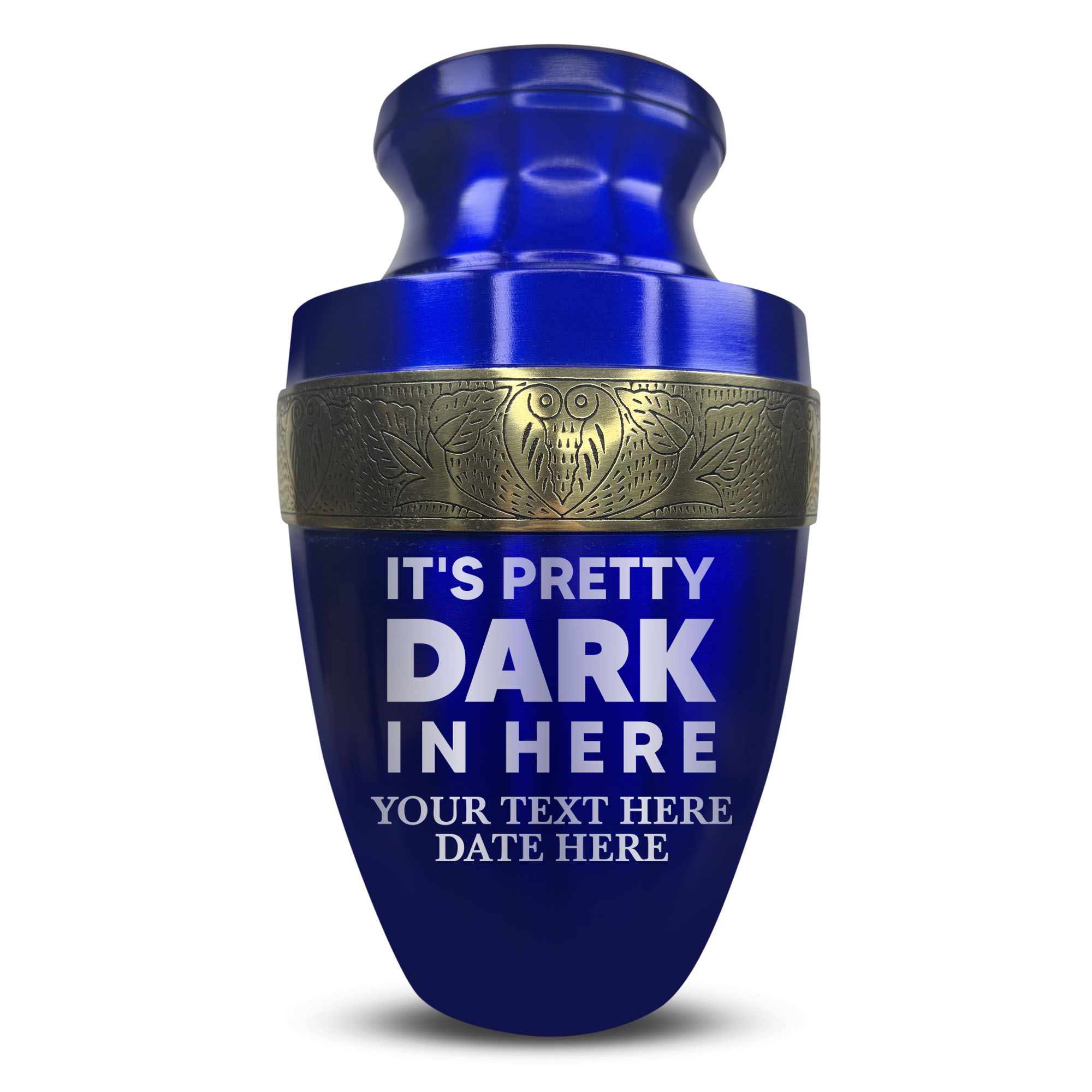 Elite Human Cremation Urn - 200 Cubic Inch - Aluminum with Gold Inlay | Just Funny Memorial