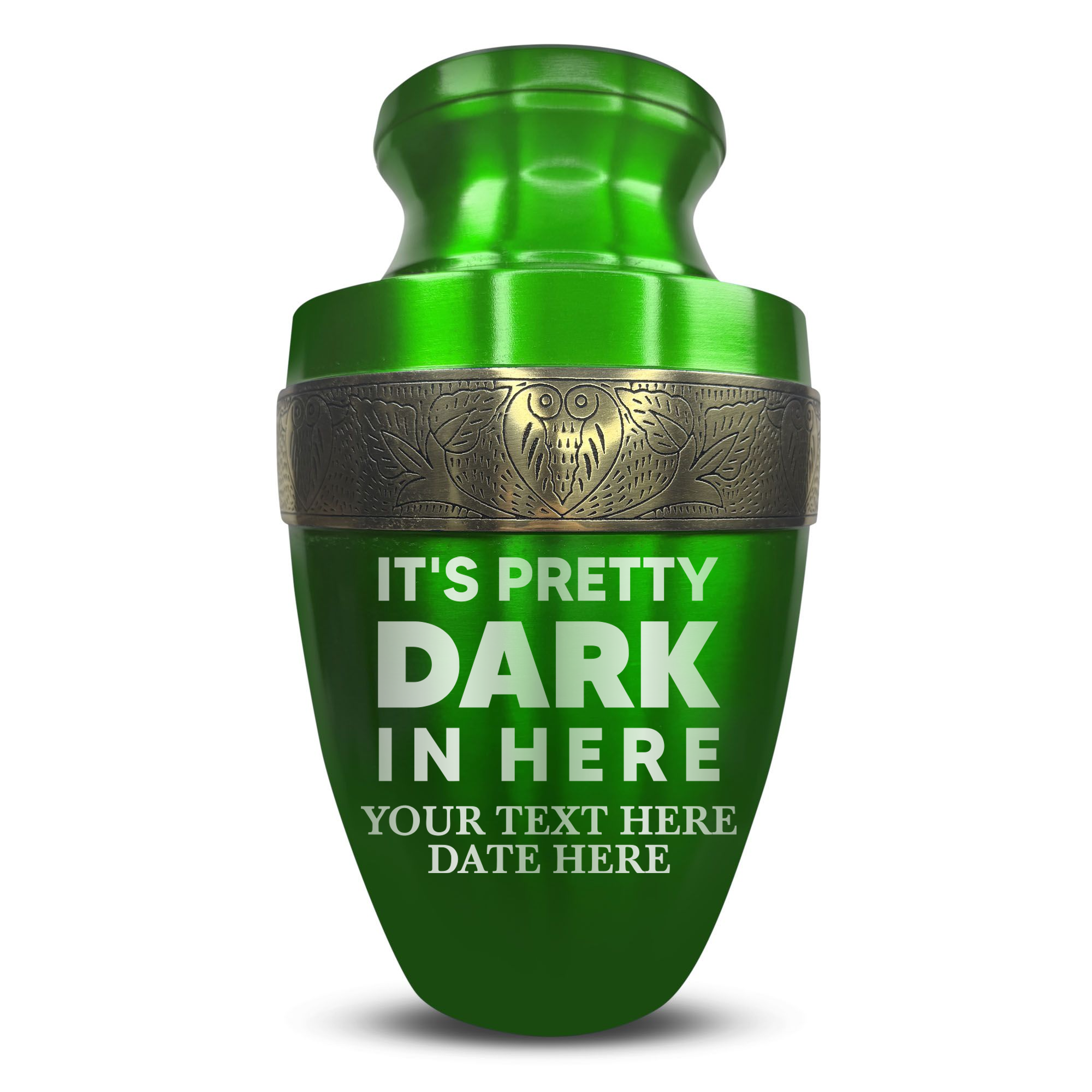 Elite Human Cremation Urn - 200 Cubic Inch - Aluminum with Gold Inlay | Just Funny Memorial