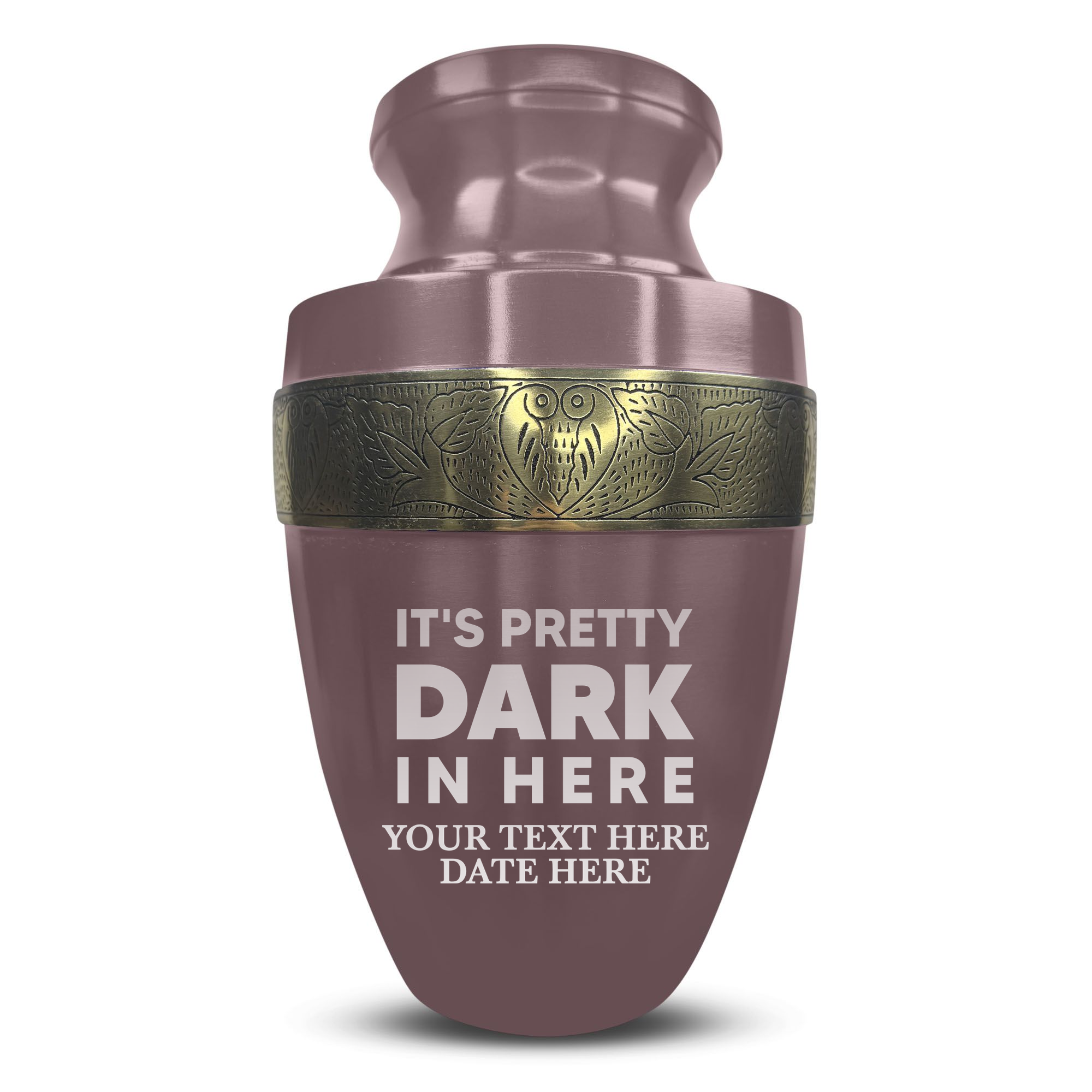 Elite Human Cremation Urn - 200 Cubic Inch - Aluminum with Gold Inlay | Just Funny Memorial