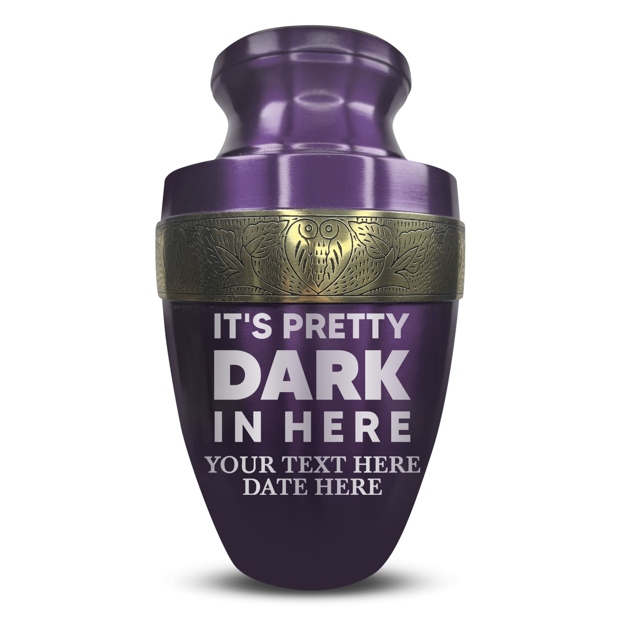 Elite Human Cremation Urn - 200 Cubic Inch - Aluminum with Gold Inlay | Just Funny Memorial