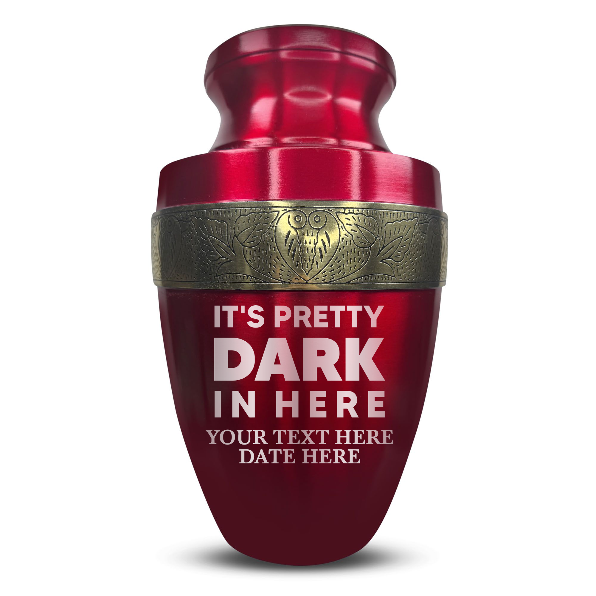 Elite Human Cremation Urn - 200 Cubic Inch - Aluminum with Gold Inlay | Just Funny Memorial
