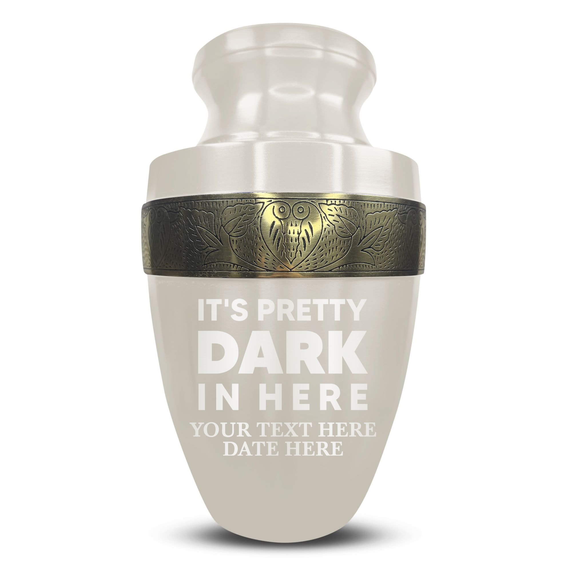 Elite Human Cremation Urn - 200 Cubic Inch - Aluminum with Gold Inlay | Just Funny Memorial