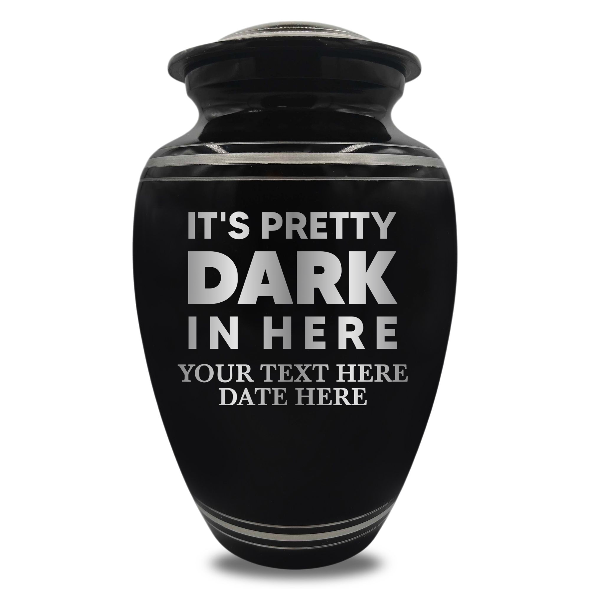 Polished Aluminum with Silver Rim Human Cremation Urn - 200 Cubic Inch | Just Funny Memorial
