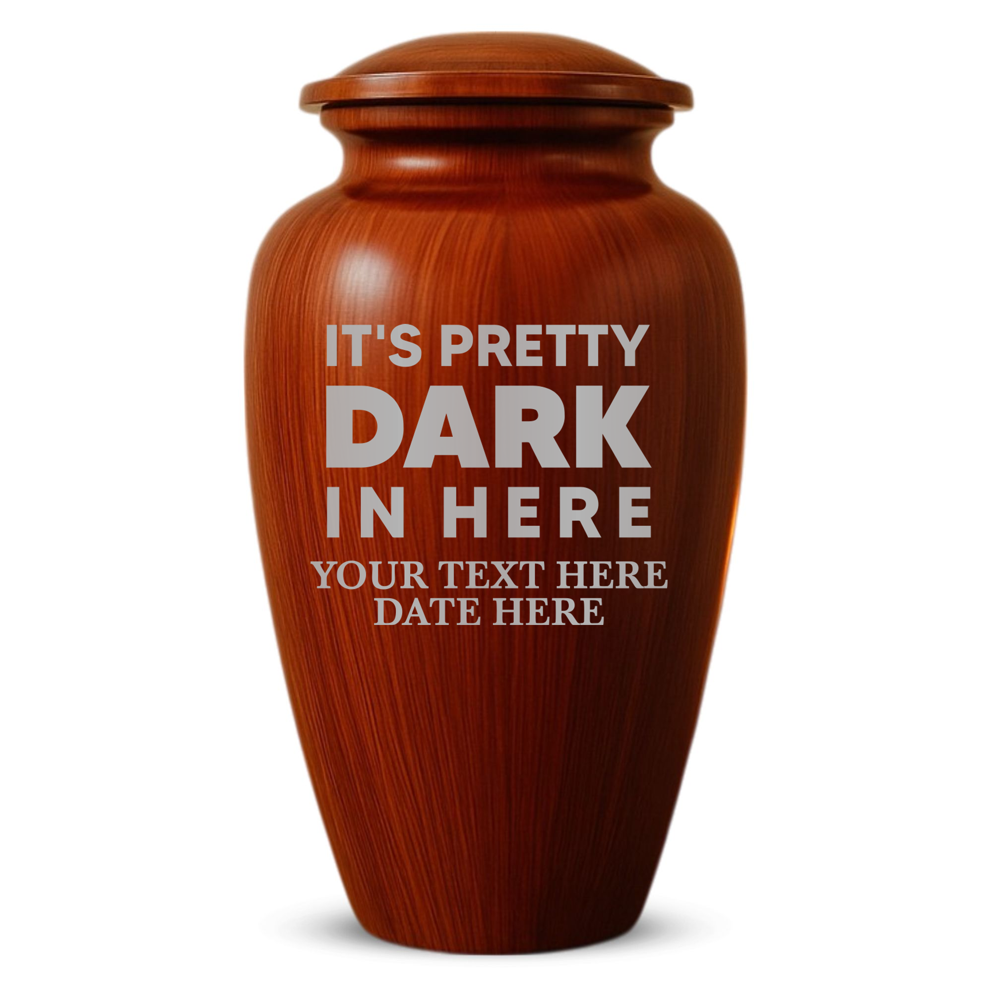 Human Cremation Urn - 200 Cubic Inch - Ingrained Wood Style Finish | Just Funny Memorial
