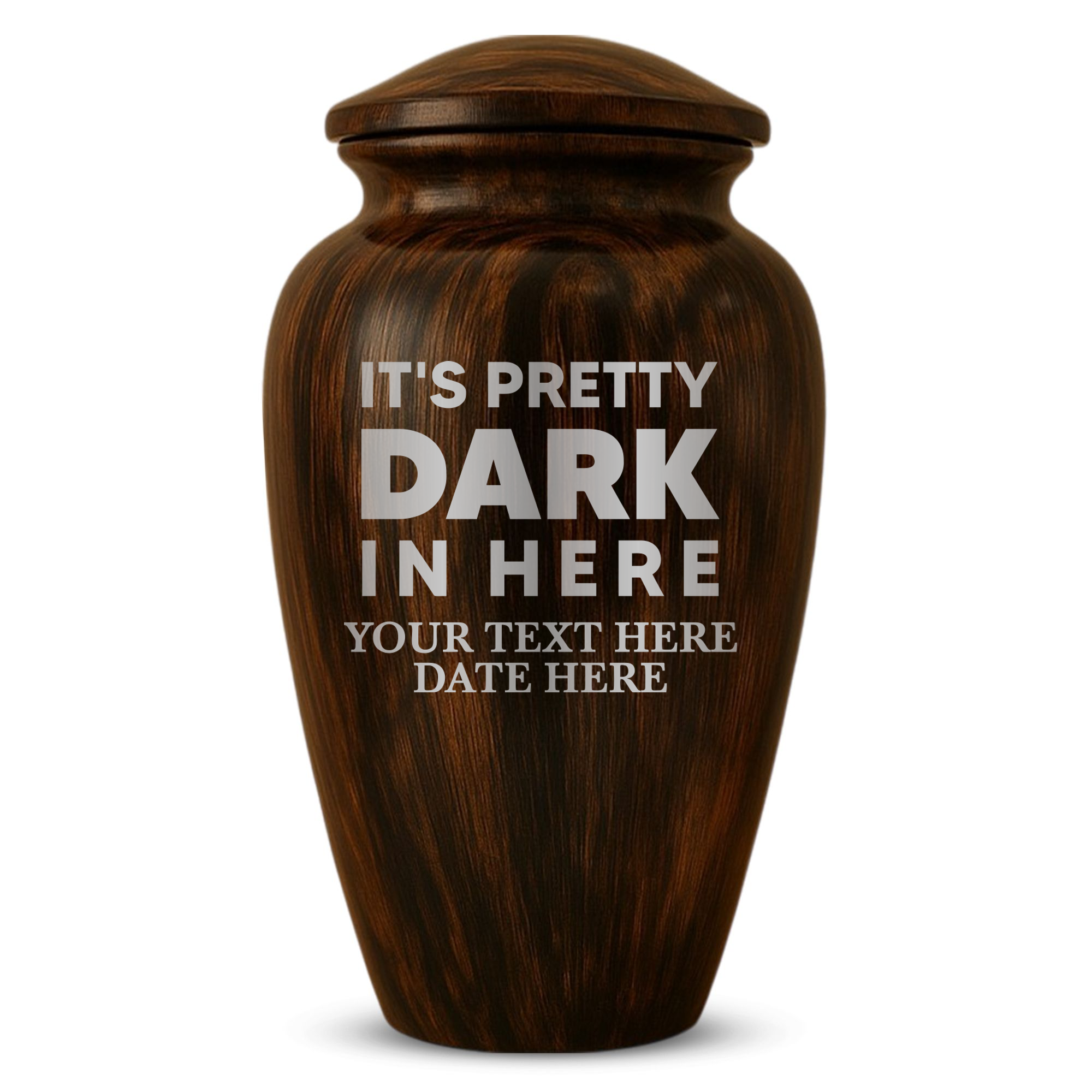 Human Cremation Urn - 200 Cubic Inch - Ingrained Wood Style Finish | Just Funny Memorial