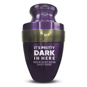 Personalized Adult Human Cremation Urn with Custom Name Date on Gold Rim Container for Ashes and Men or Women Cremains | Elite Just Funny Urn Series | 200 Lbs | Pretty Dark In Here