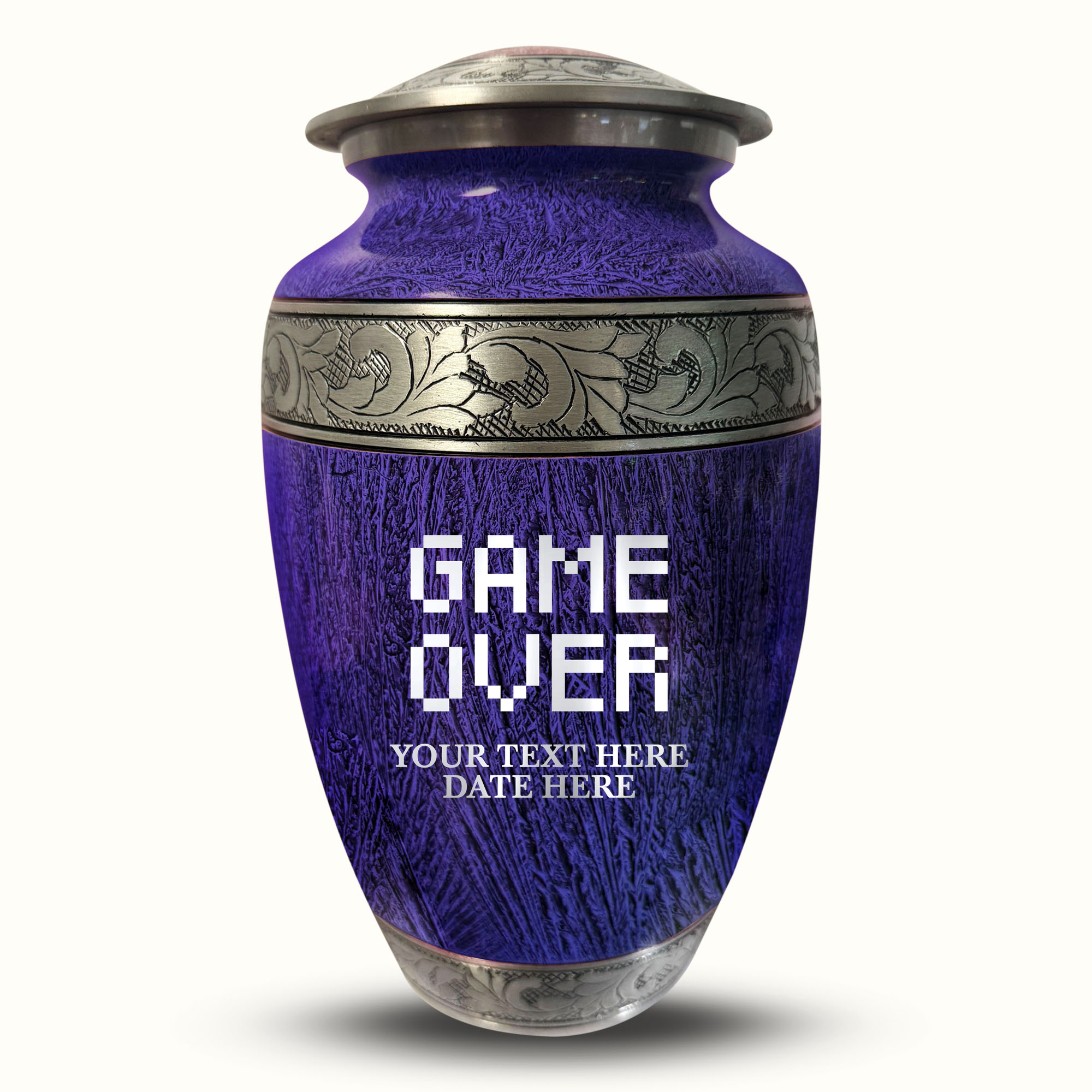 Custom Large Cremation Urn for Human Ashes - Elevate Collection - Funny Gaming Design - Distressed Finish - 200 Cubic Inch