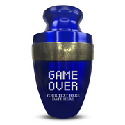 Custom Aluminum Human Urn - Funny Gaming Design - Elite Collection with Gold Inlay - 200 Cubic Inch