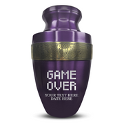 Custom Aluminum Human Urn - Funny Gaming Design - Elite Collection with Gold Inlay - 200 Cubic Inch
