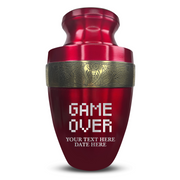 Custom Aluminum Human Urn - Funny Gaming Design - Elite Collection with Gold Inlay - 200 Cubic Inch