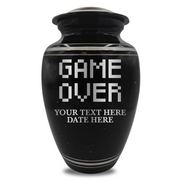 Spotted Black Aluminum with Silver Rim Human Cremation Urn - 200 Cubic Inch | Gaming Memorial