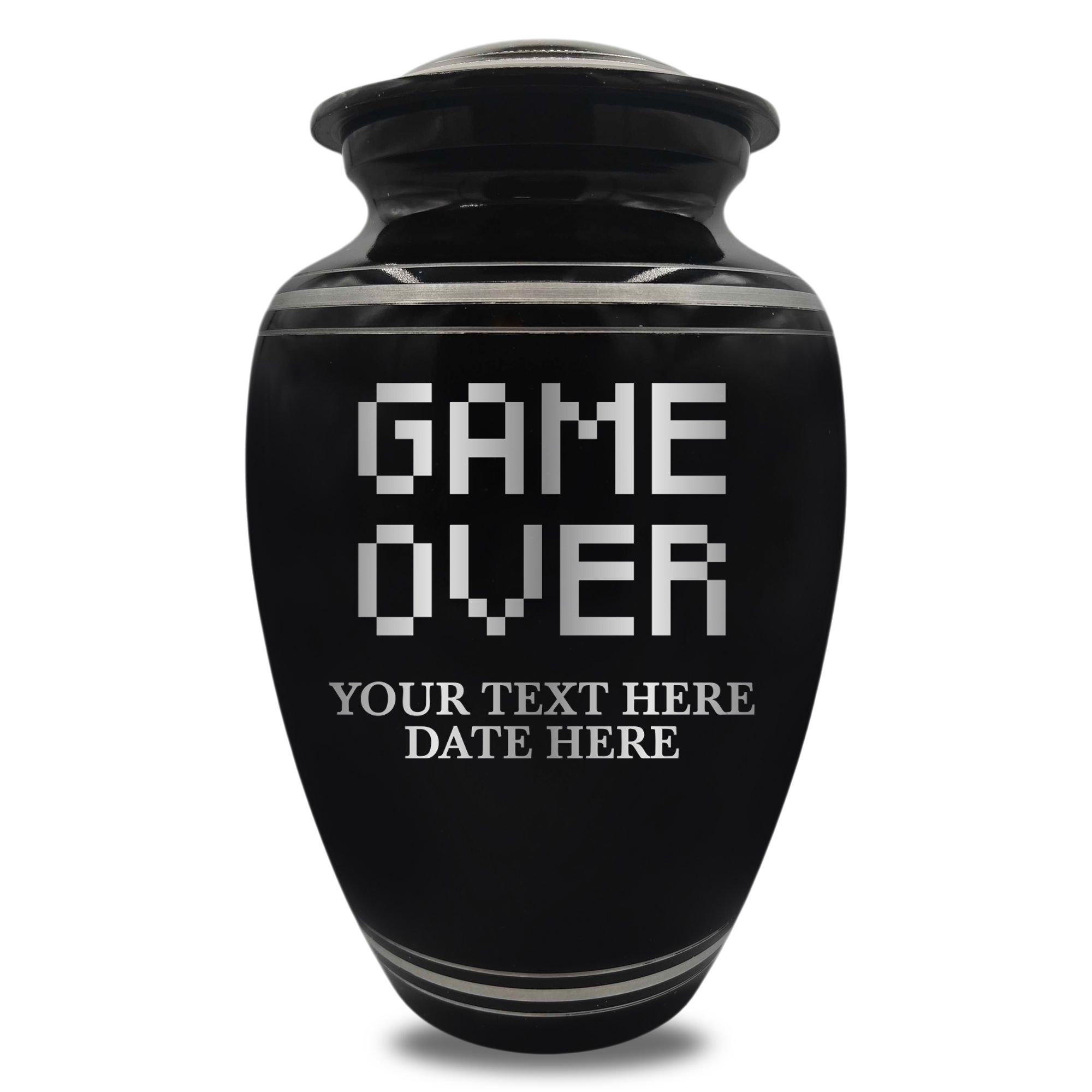 Polished Aluminum with Silver Rim Human Cremation Urn - 200 Cubic Inch | Gaming Memorial