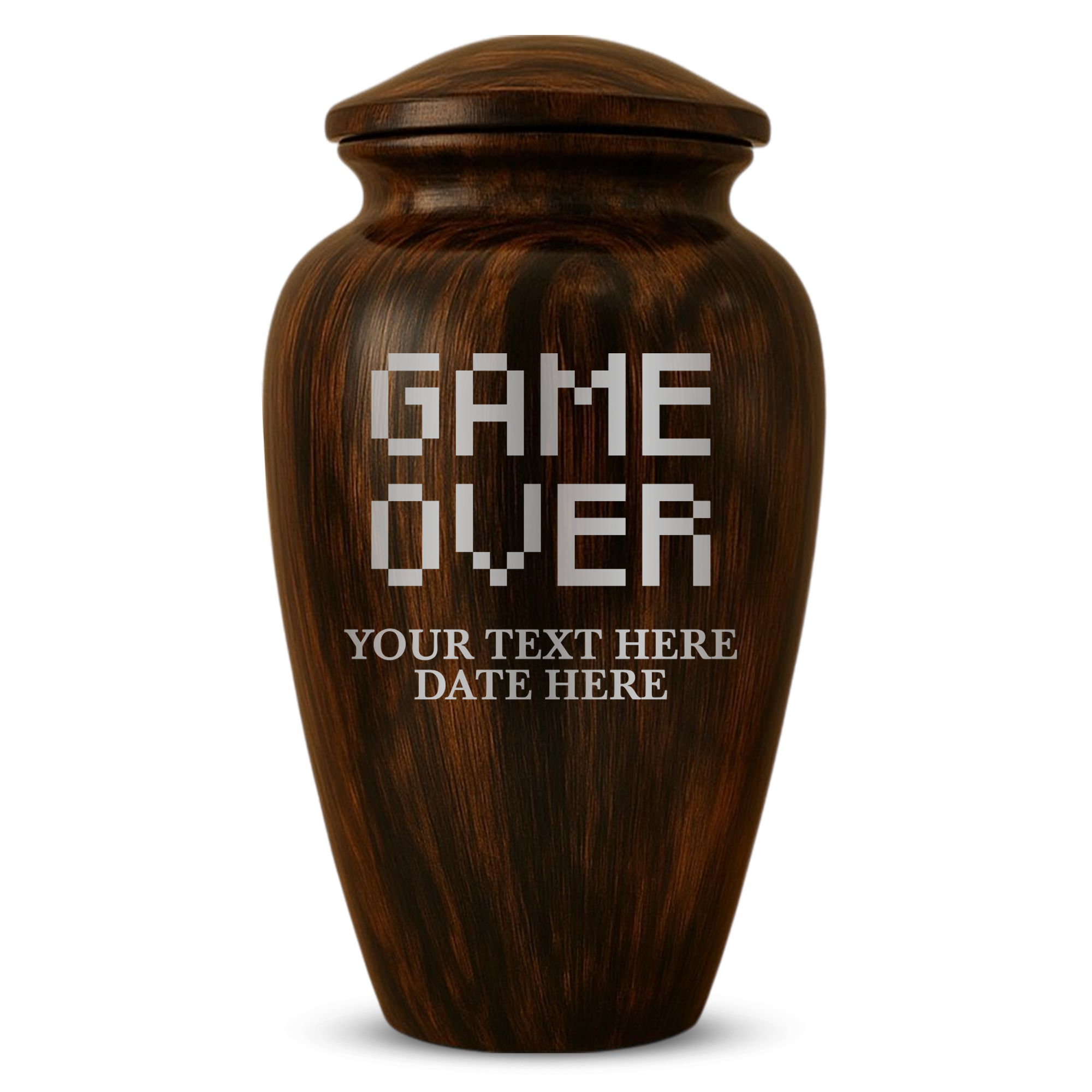 Human Cremation Urn - 200 Cubic Inch - Ingrained Wood Style Finish | Gaming Memorial