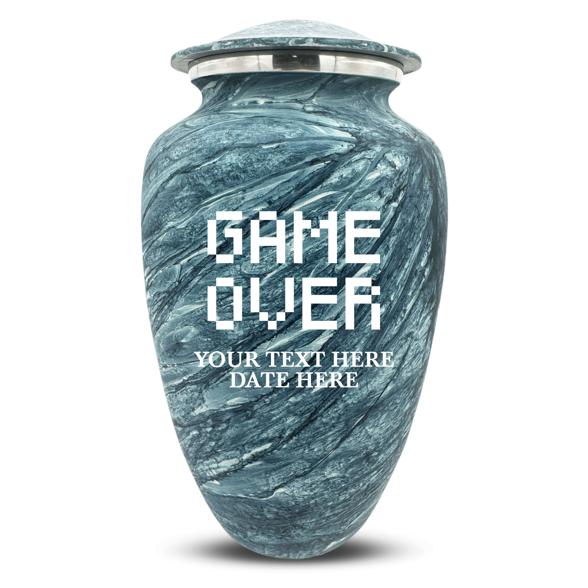 Custom Human Urns - Soft Whisper Collection - Funny Gaming Design - Distressed Finish - 200 Cubic Inch