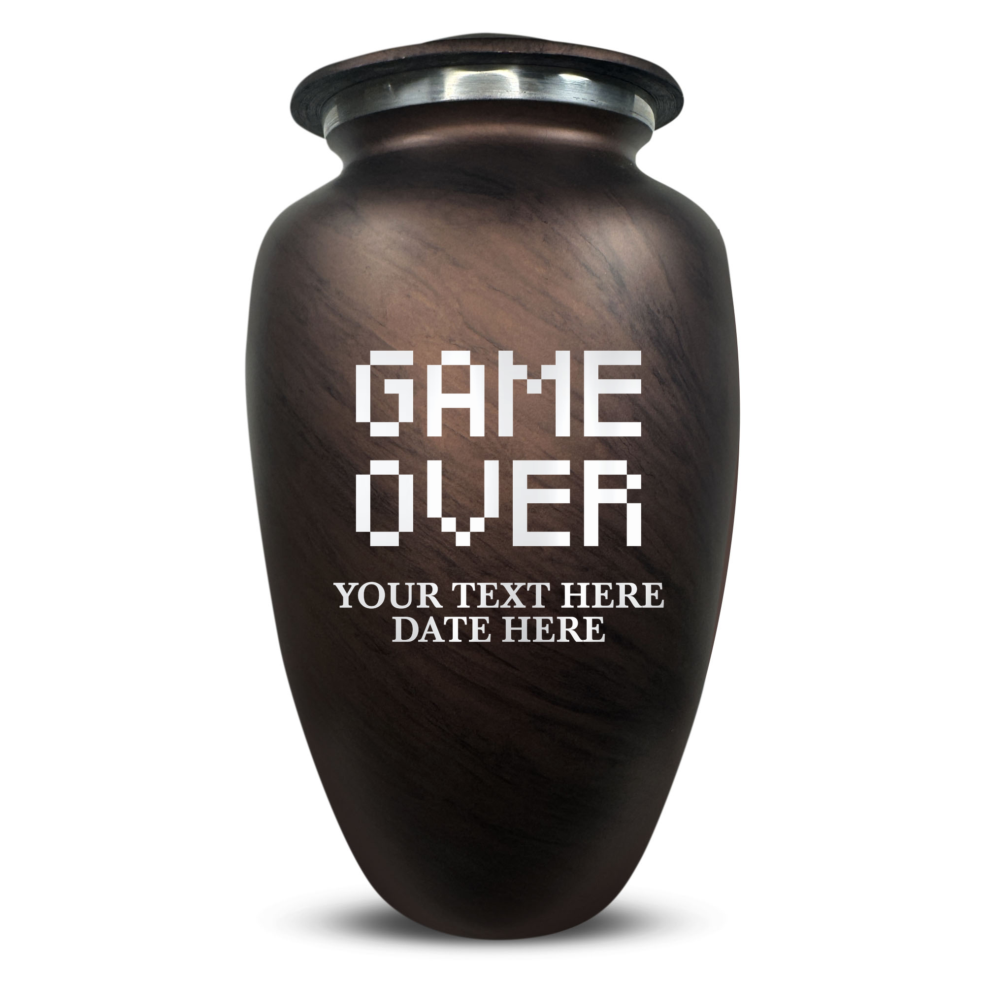 Custom Human Urns - Soft Whisper Collection - Funny Gaming Design - Distressed Finish - 200 Cubic Inch