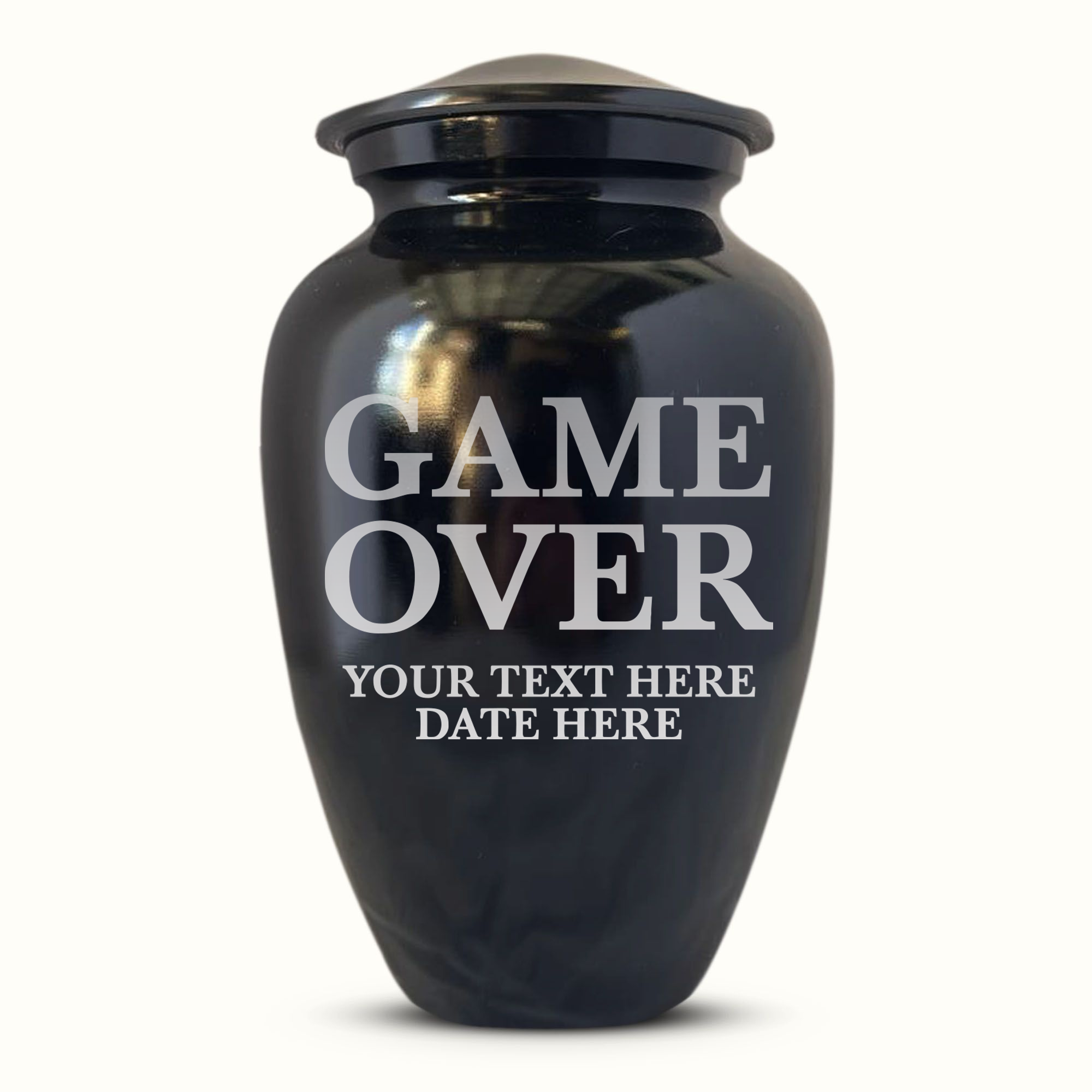 Polished Black Aluminum Human Cremation Urn - 200 Cubic Inch | Gaming Memorial Collection
