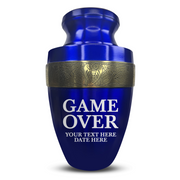 Custom Aluminum Human Urn - Funny Gaming Design - Elite Collection with Gold Inlay - 200 Cubic Inch