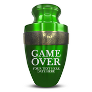 Custom Aluminum Human Urn - Funny Gaming Design - Elite Collection with Gold Inlay - 200 Cubic Inch