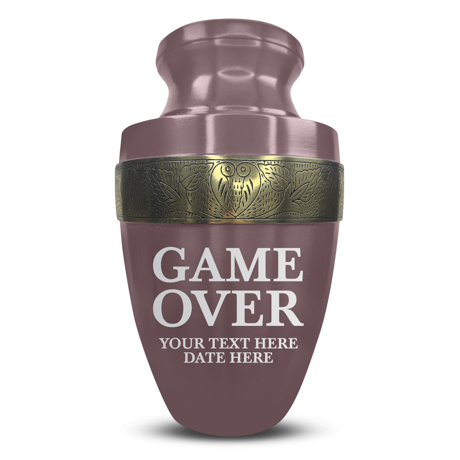 Custom Aluminum Human Urn - Funny Gaming Design - Elite Collection with Gold Inlay - 200 Cubic Inch