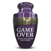 Custom Aluminum Human Urn - Funny Gaming Design - Elite Collection with Gold Inlay - 200 Cubic Inch