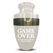 Custom Aluminum Human Urn - Funny Gaming Design - Elite Collection with Gold Inlay - 200 Cubic Inch