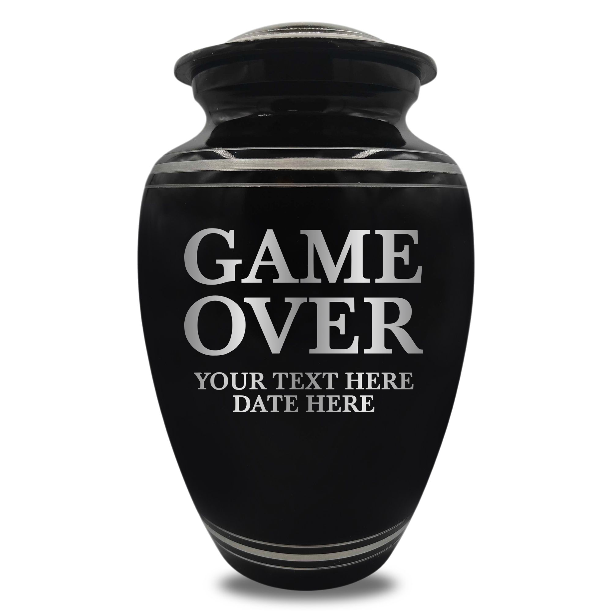 Polished Aluminum with Silver Rim Human Cremation Urn - 200 Cubic Inch | Gaming Memorial