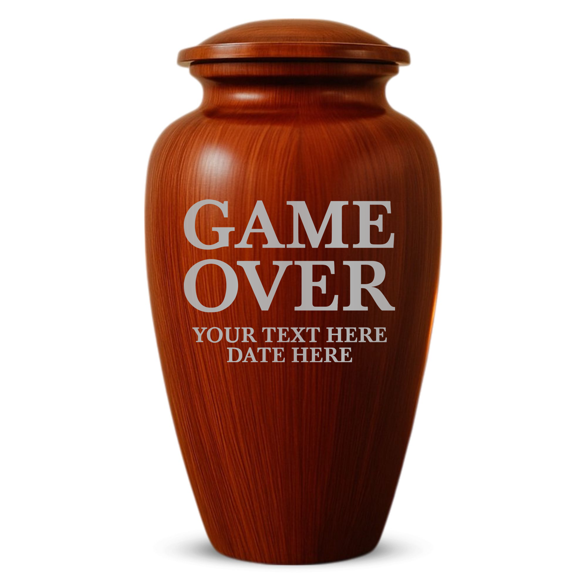 Human Cremation Urn - 200 Cubic Inch - Ingrained Wood Style Finish | Gaming Memorial