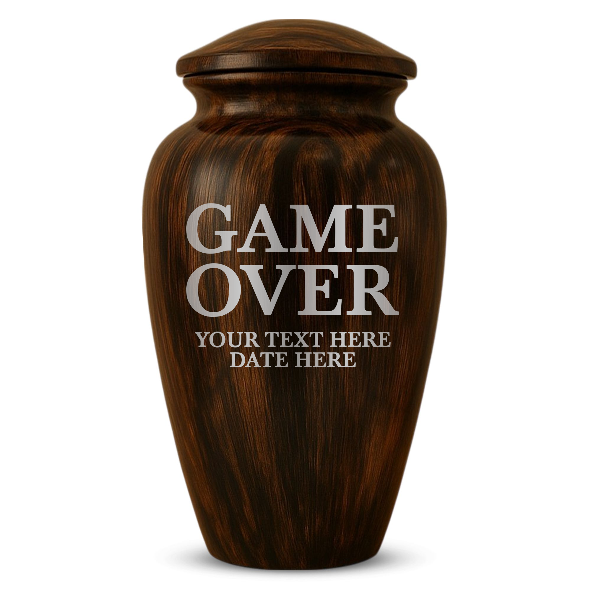Human Cremation Urn - 200 Cubic Inch - Ingrained Wood Style Finish | Gaming Memorial