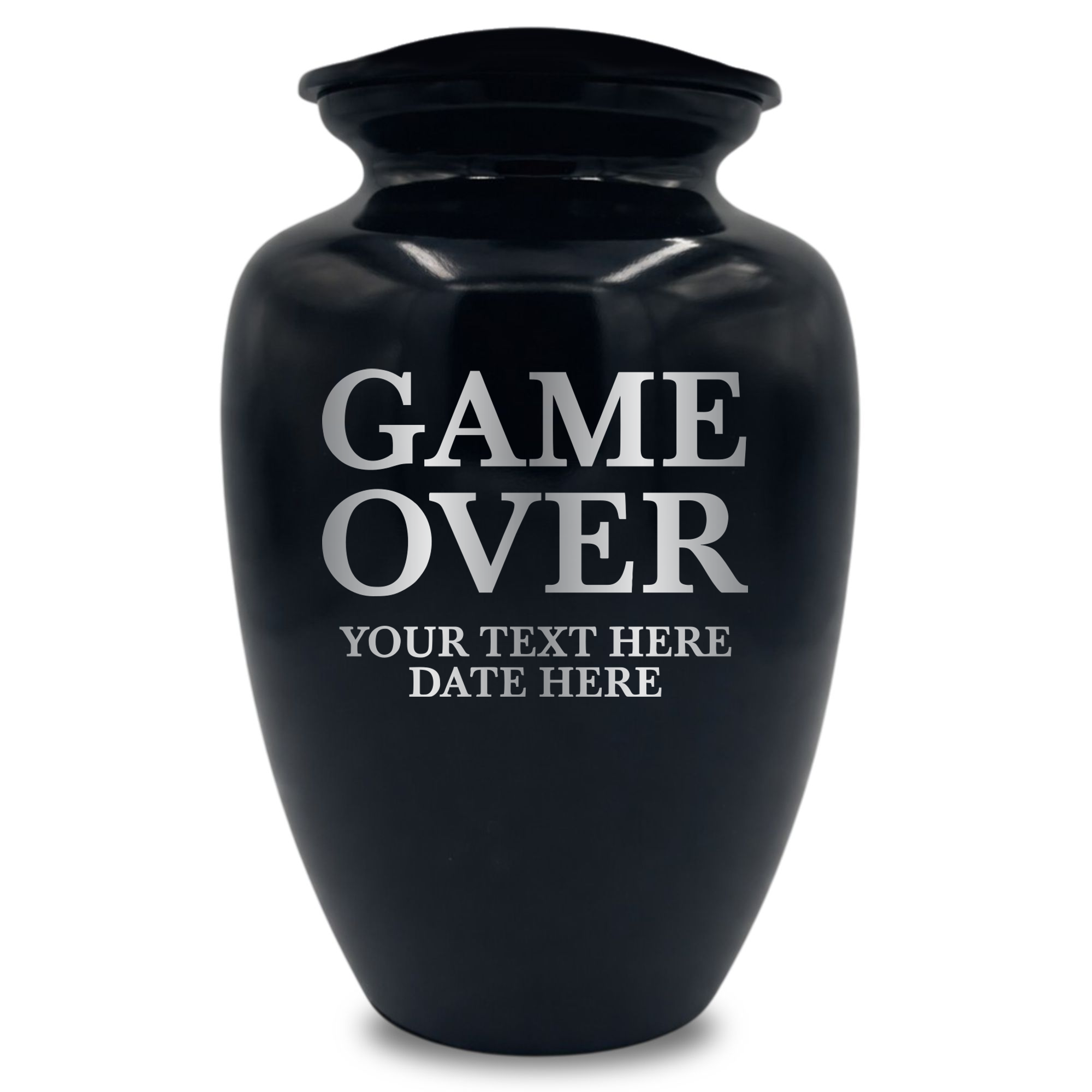 Polished Extra Large Human Cremation Urn 350 Cubic Inch - Engraved Aluminum | Gaming Memorial Collection