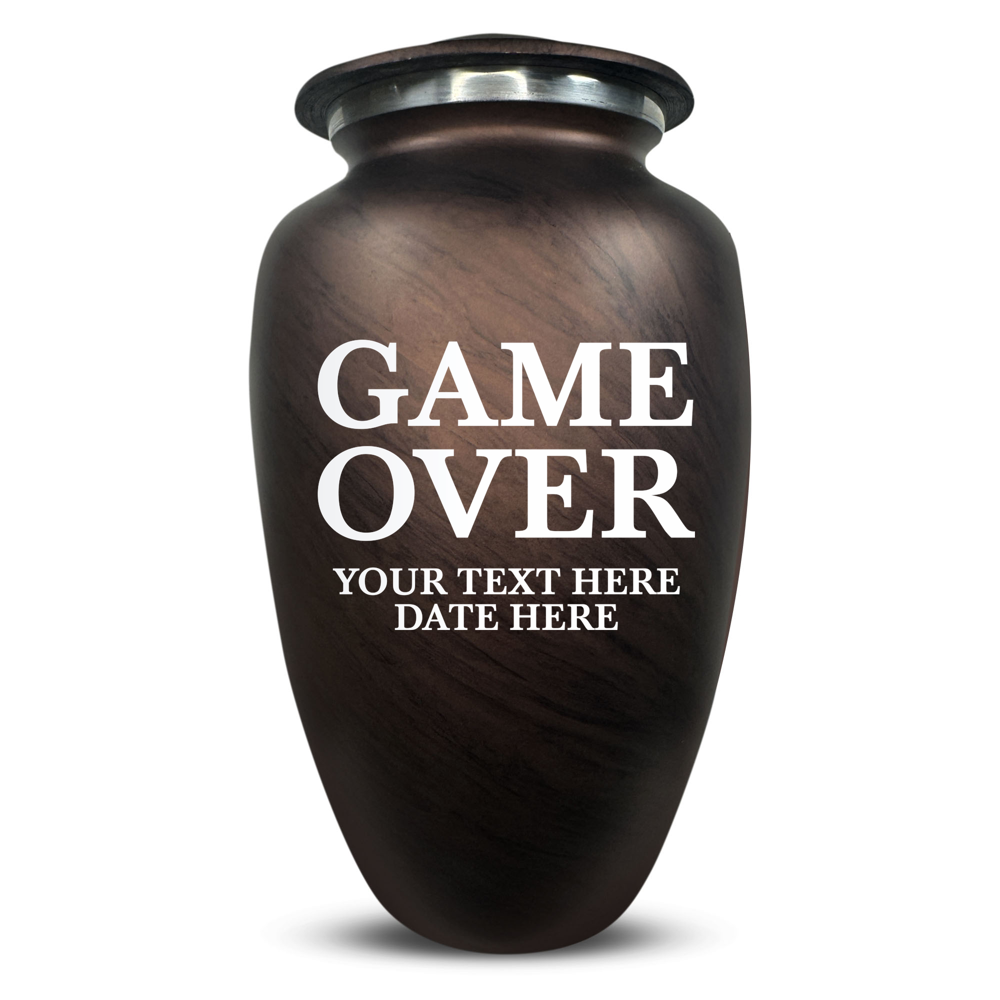 Custom Human Urns - Soft Whisper Collection - Funny Gaming Design - Distressed Finish - 200 Cubic Inch