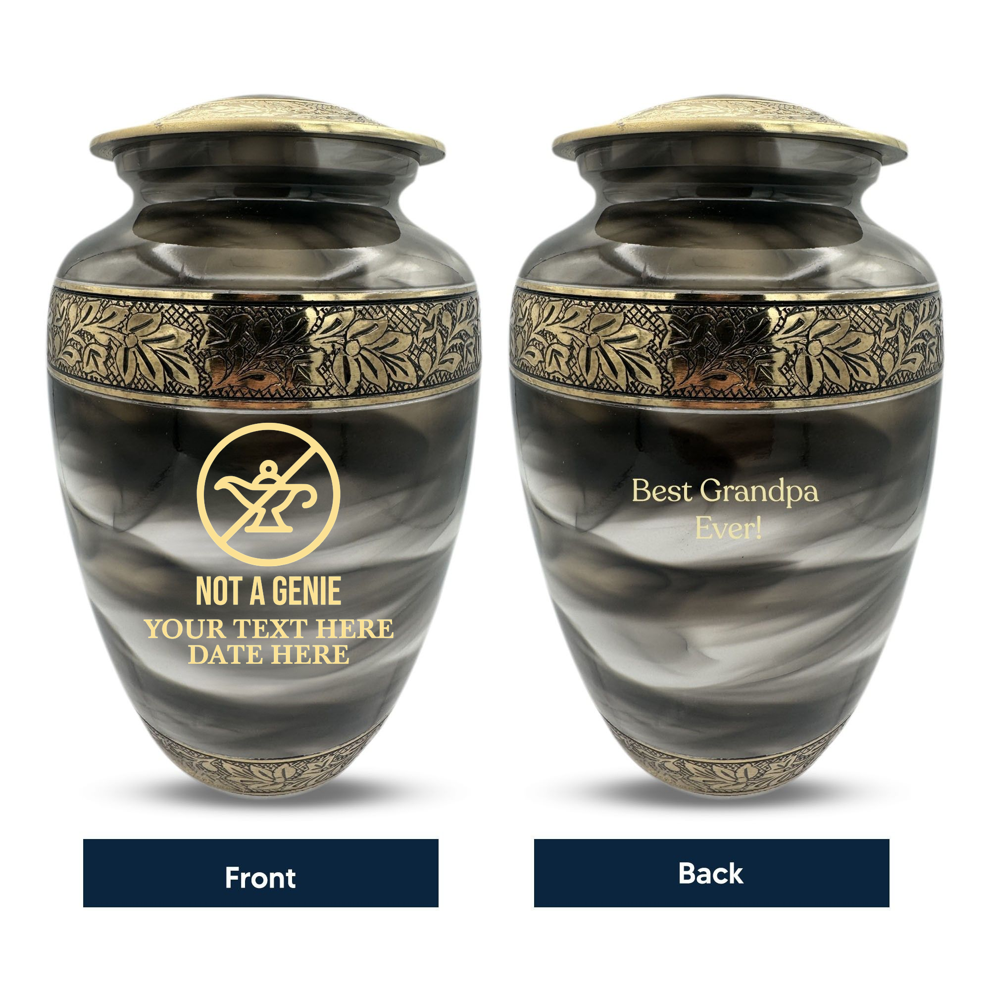 Custom Aluminum Cremation Urn for Human Ashes - Suzesta Pearl White Memorial Urn - Funny TV Design - 200 Cubic Inch