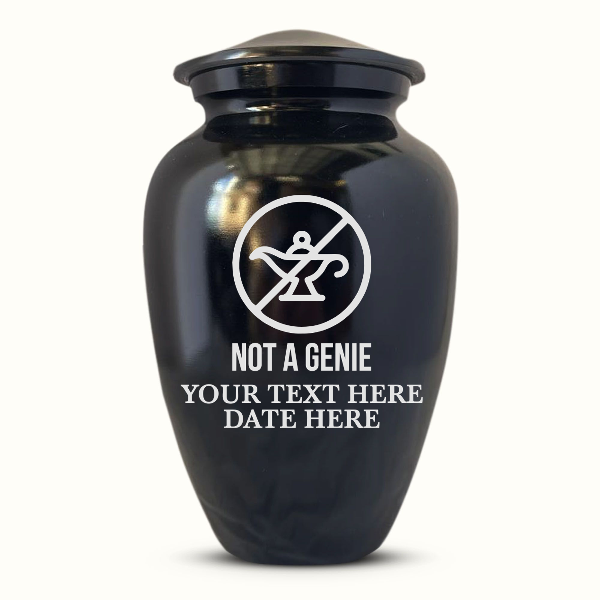 Polished Black Aluminum Human Cremation Urn - 200 Cubic Inch | Funny Pop Culture