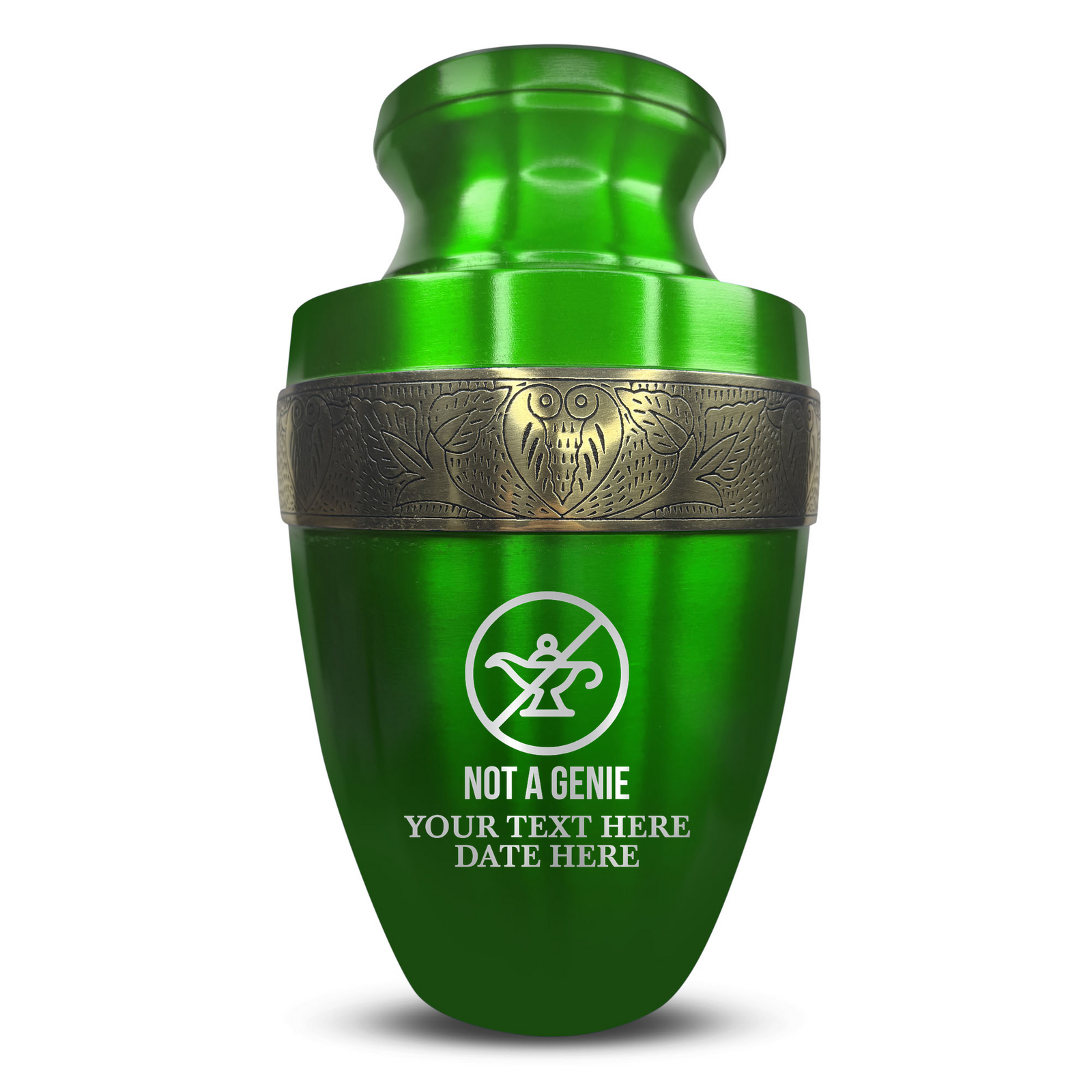 Custom Aluminum Human Urn - Funny TV Entertainment Design - Elite Collection with Gold Inlay - 200 Cubic Inch