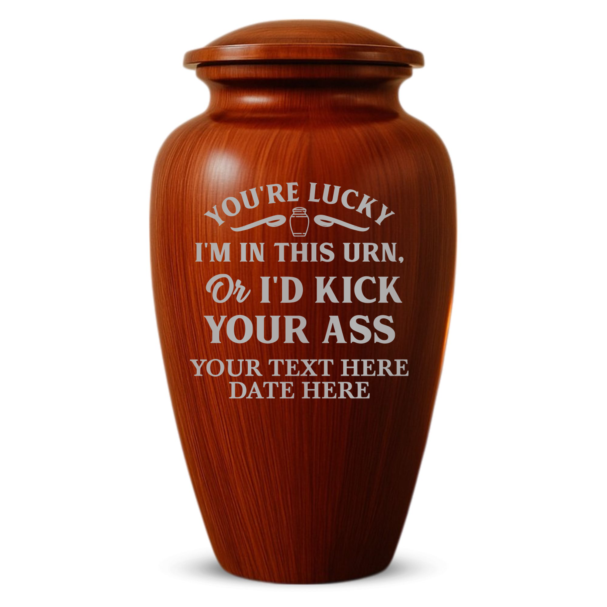 Human Cremation Urn - 200 Cubic Inch - Ingrained Wood Style Finish | Just Funny Memorial