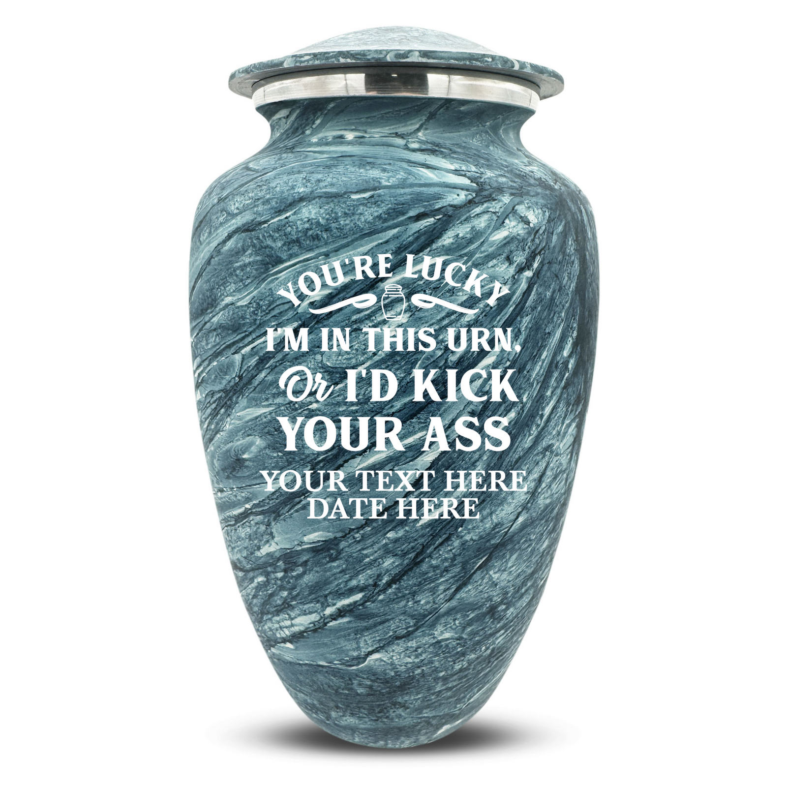 Custom Human Urns - Soft Whisper Collection - Just Funny Design - Distressed Finish - 200 Cubic Inch