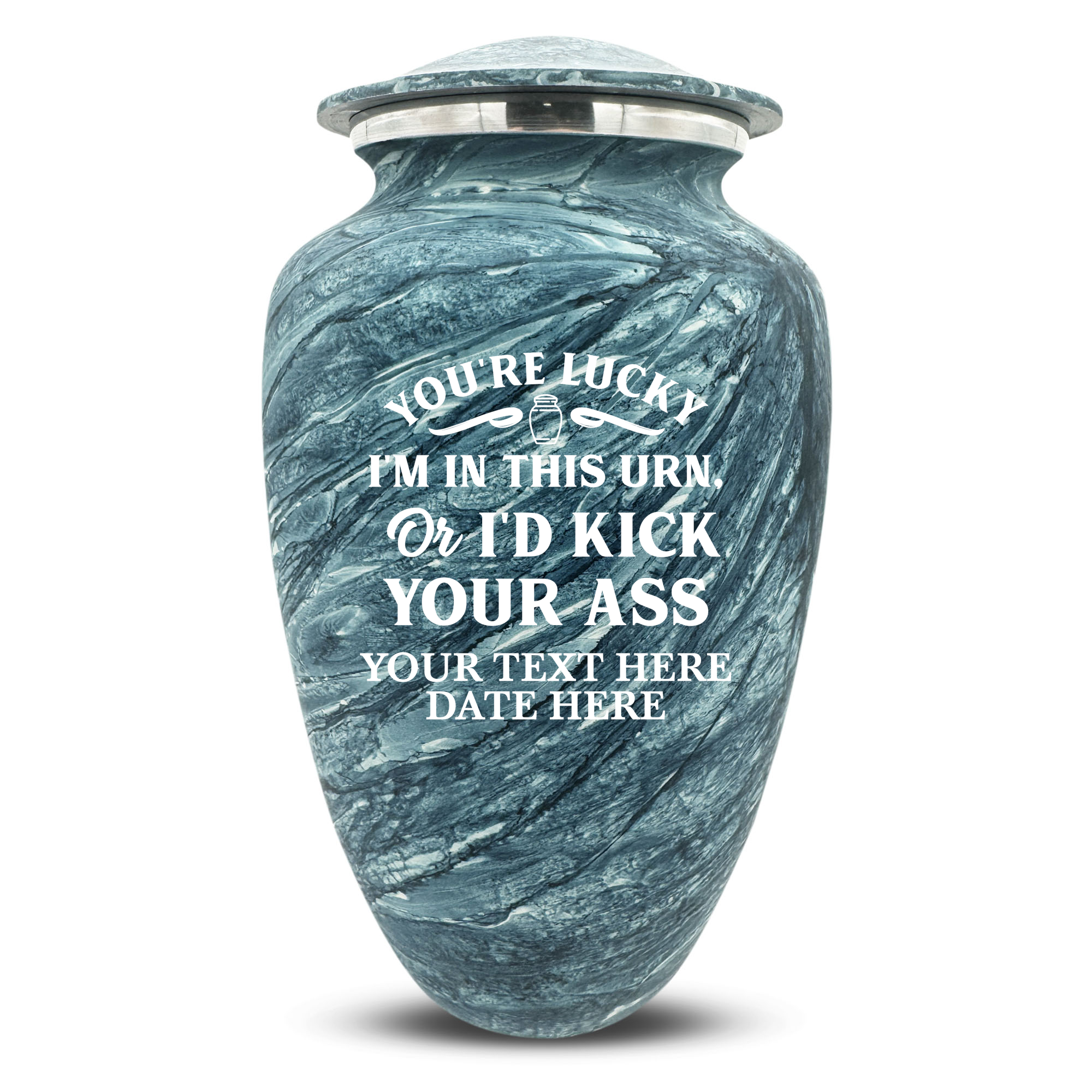 Custom Human Urns - Soft Whisper Collection - Just Funny Design - Distressed Finish - 200 Cubic Inch