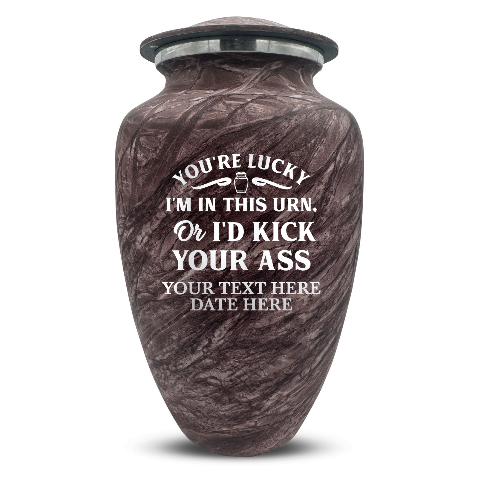 Custom Human Urns - Soft Whisper Collection - Just Funny Design - Distressed Finish - 200 Cubic Inch