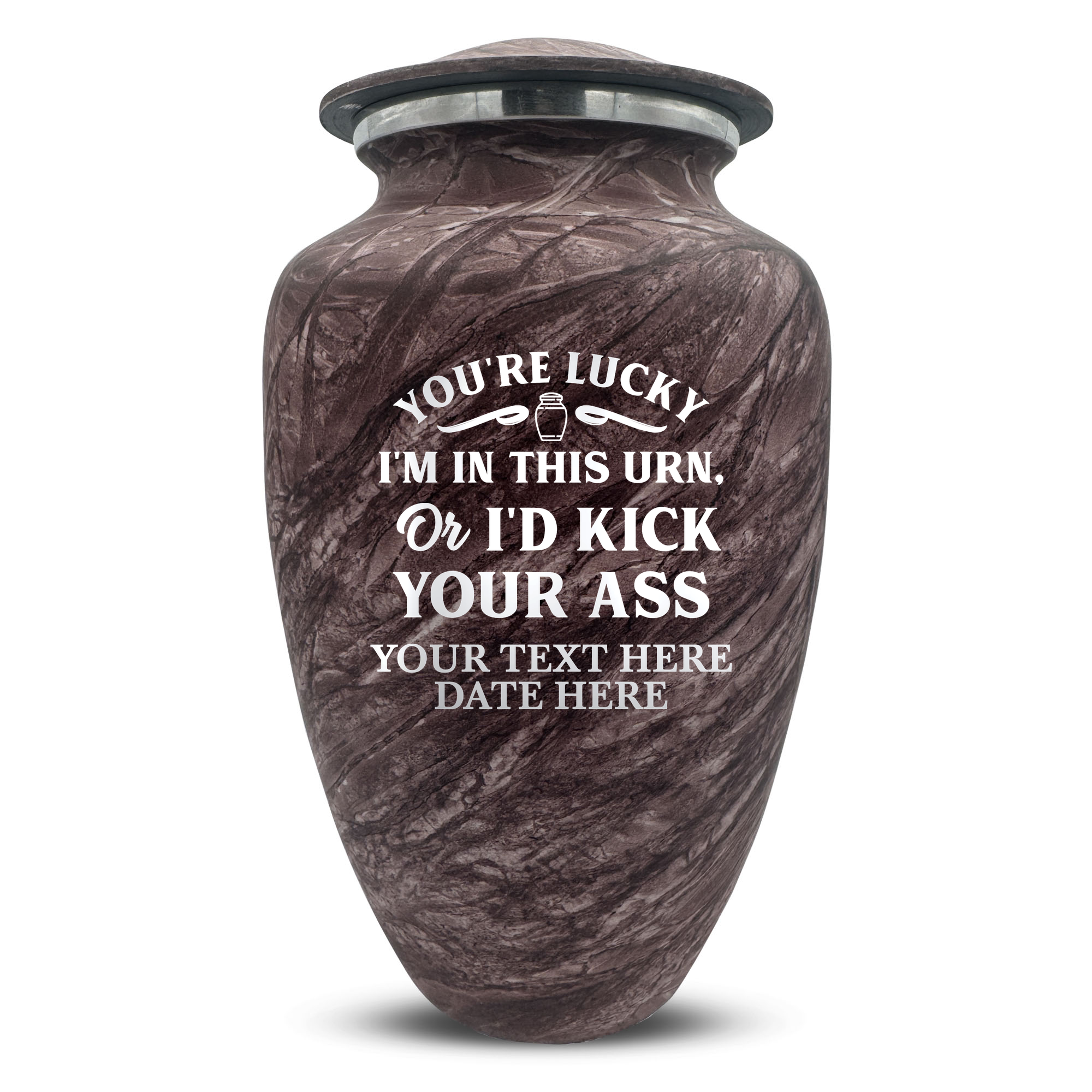 Custom Human Urns - Soft Whisper Collection - Just Funny Design - Distressed Finish - 200 Cubic Inch