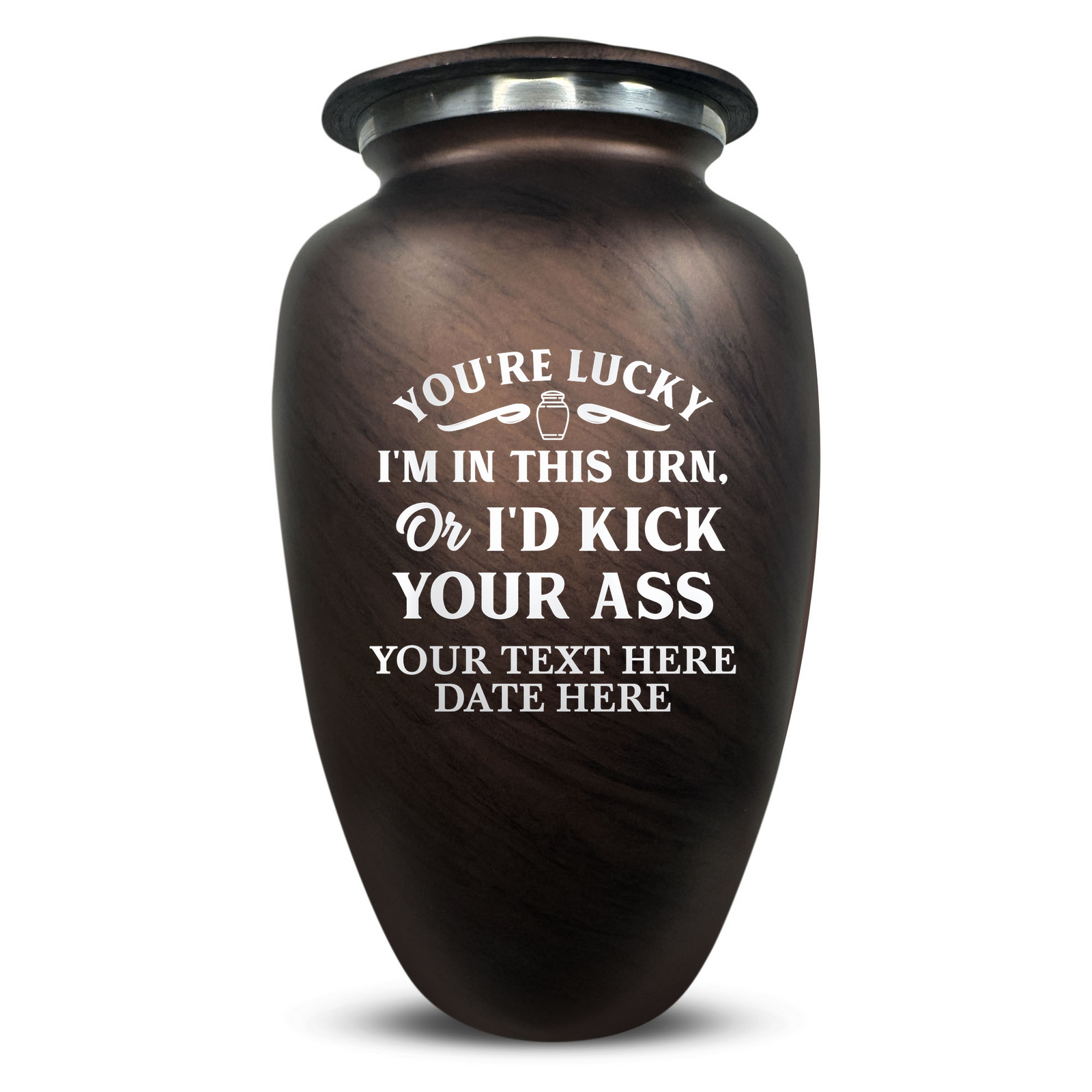 Custom Human Urns - Soft Whisper Collection - Just Funny Design - Distressed Finish - 200 Cubic Inch