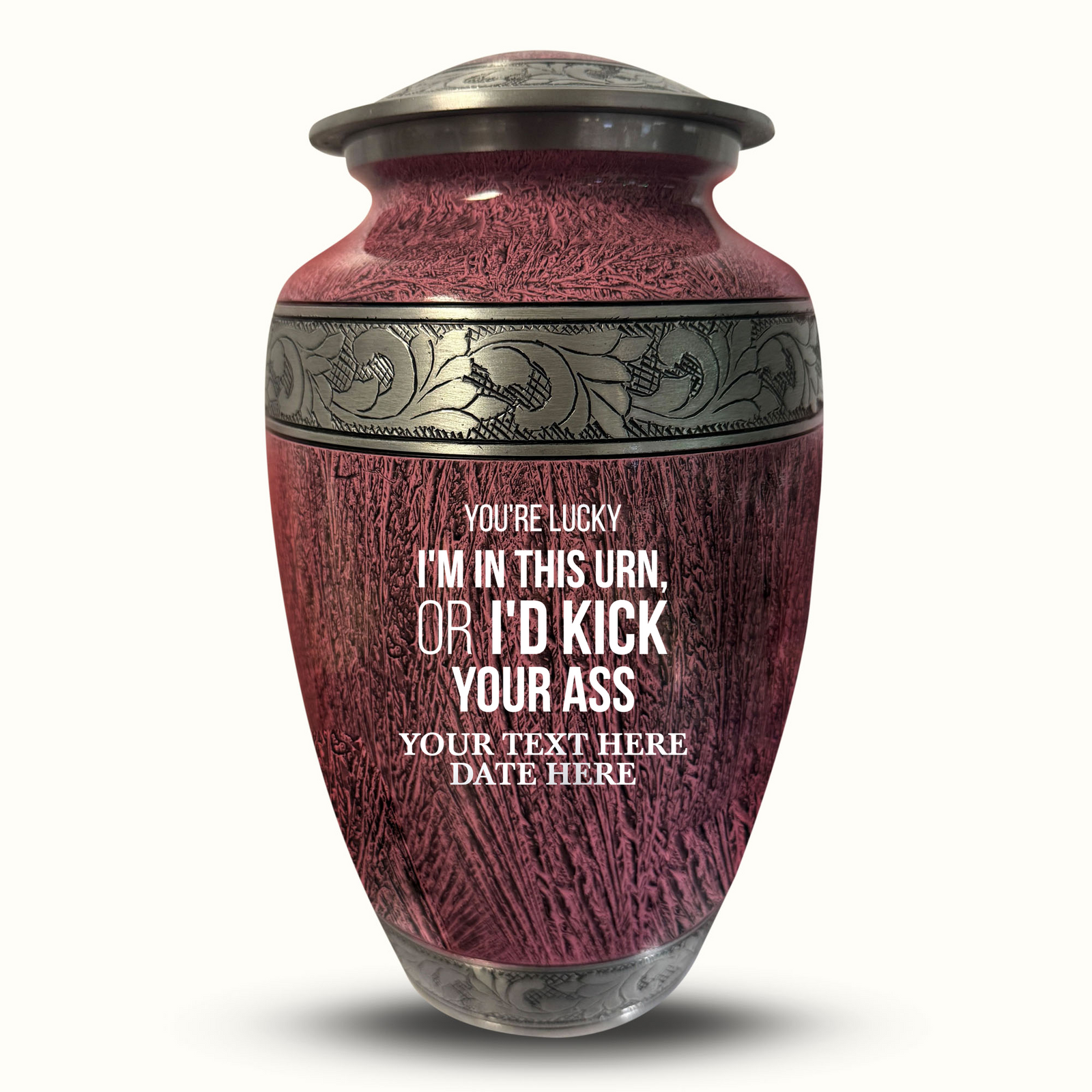 Custom Aluminum Human Urn - Elevate Collection - Just Funny Design - Distressed Finish - 200 Cubic Inch
