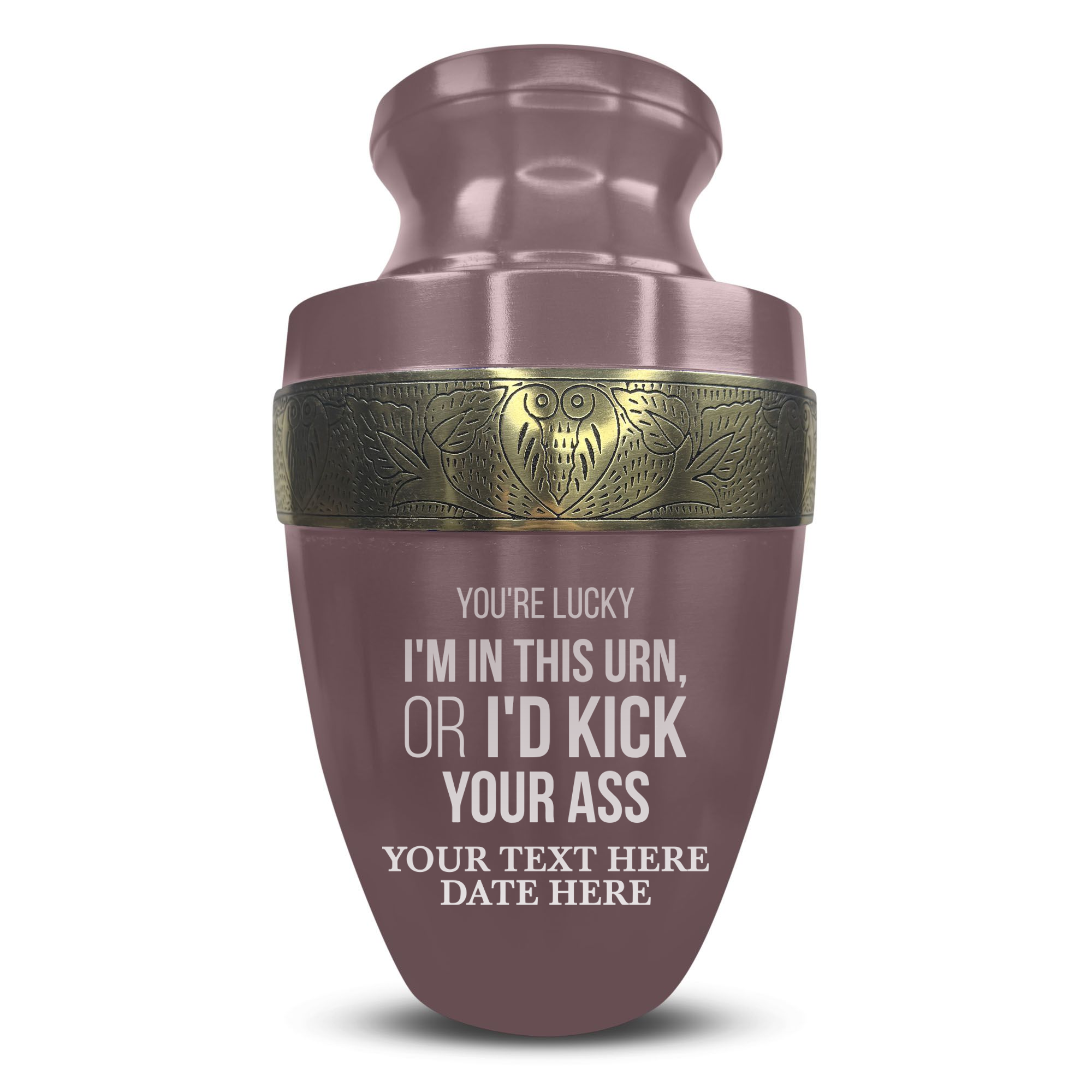 Elite Human Cremation Urn - 200 Cubic Inch - Aluminum with Gold Inlay | Just Funny Memorial