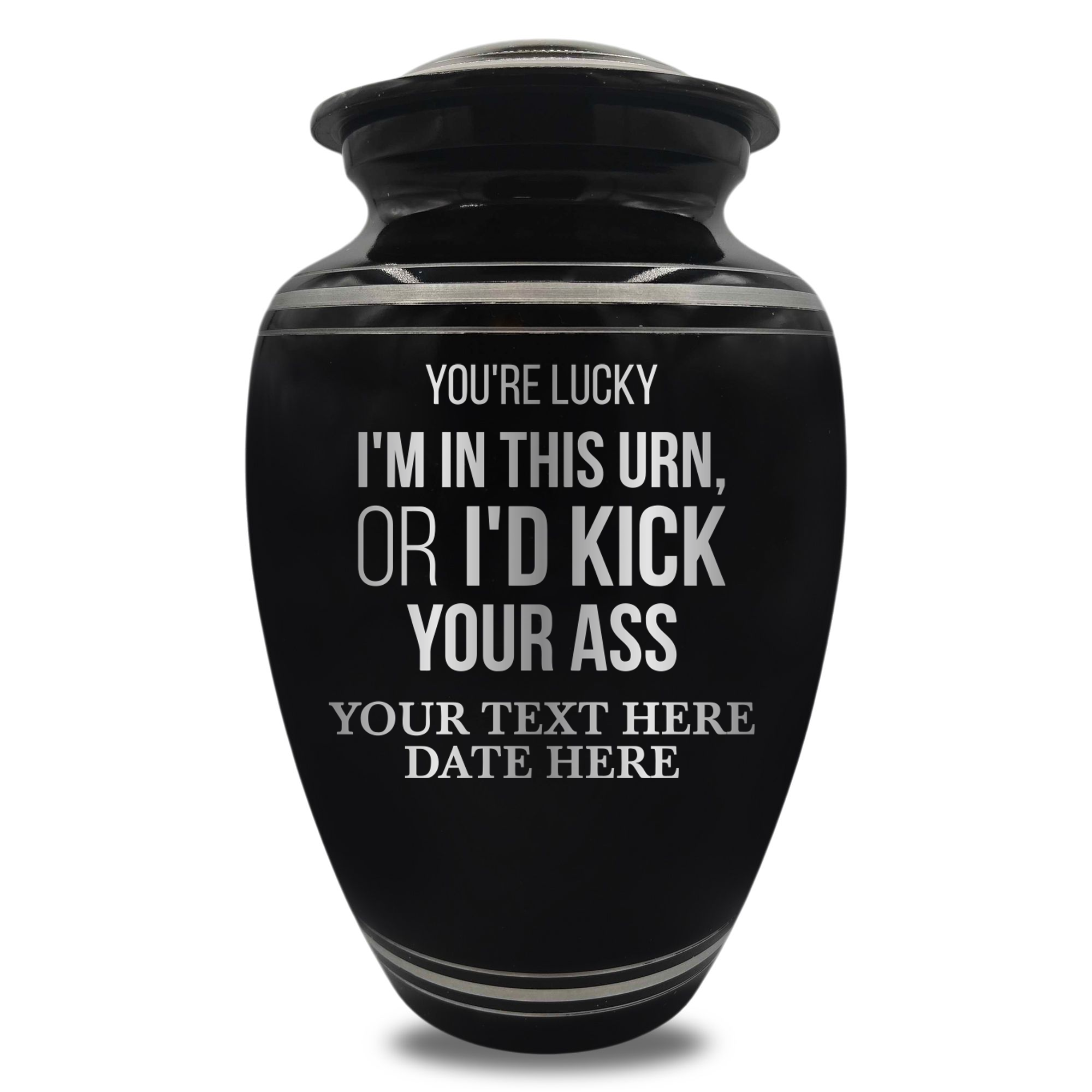 Polished Aluminum with Silver Rim Human Cremation Urn - 200 Cubic Inch | Just Funny Memorial