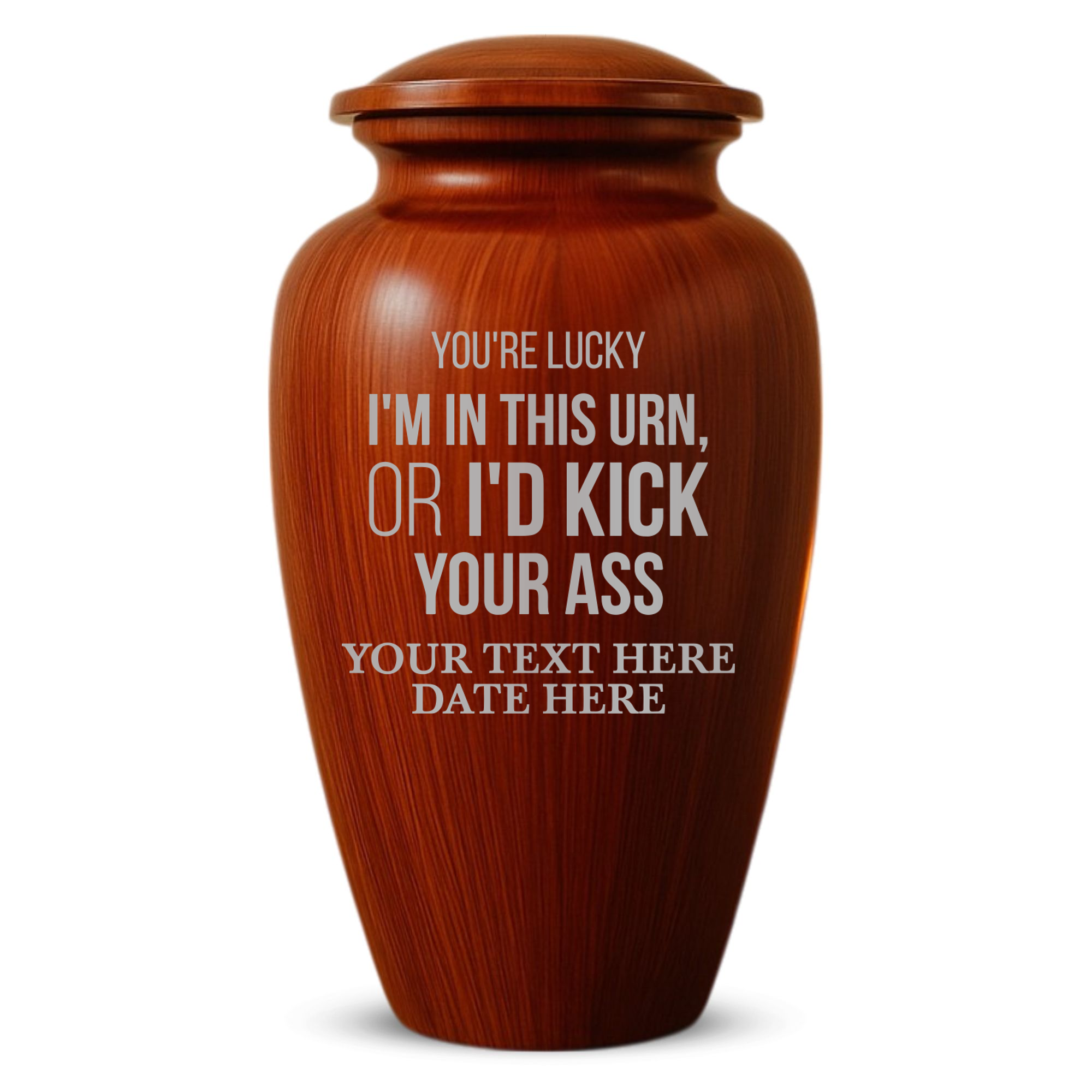 Human Cremation Urn - 200 Cubic Inch - Ingrained Wood Style Finish | Just Funny Memorial