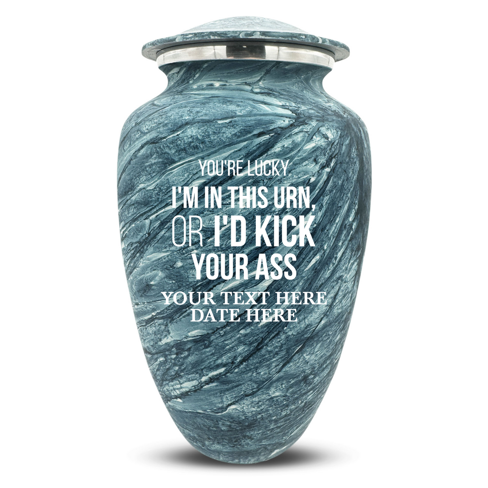 Custom Human Urns - Soft Whisper Collection - Just Funny Design - Distressed Finish - 200 Cubic Inch